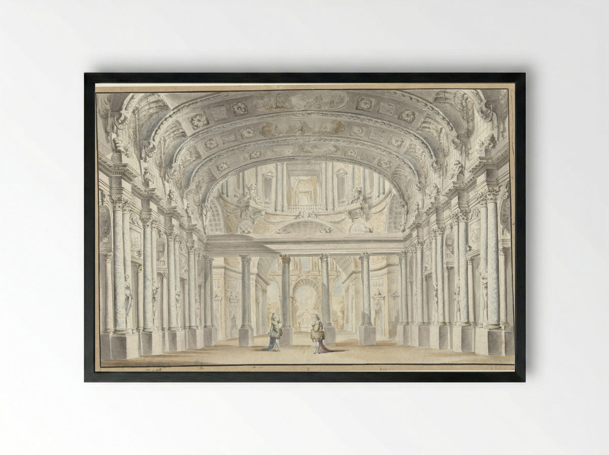 De Hofzaal - Georges François Blondel - Framed Print Black