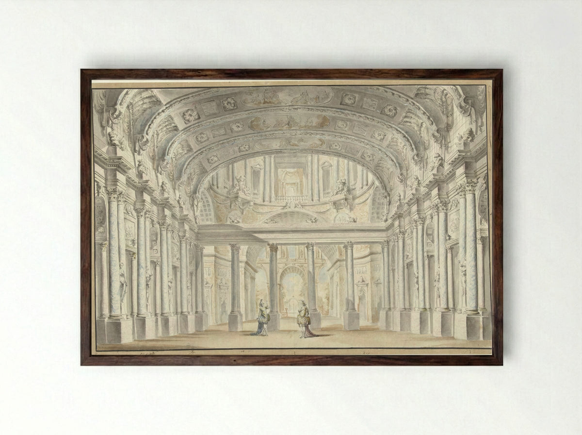 De Hofzaal - Georges François Blondel - Framed Print Dark Wood