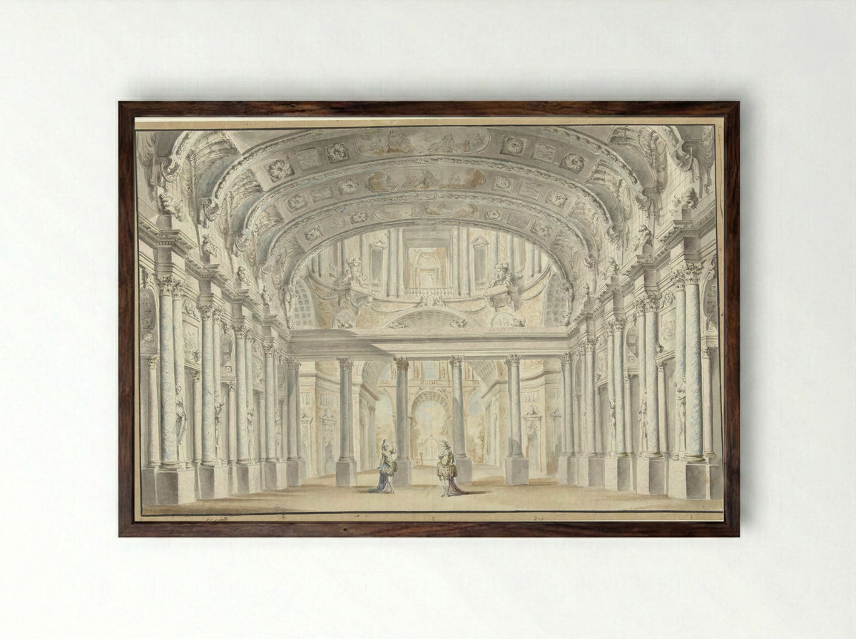 De Hofzaal - Georges François Blondel - Framed Print Dark Wood