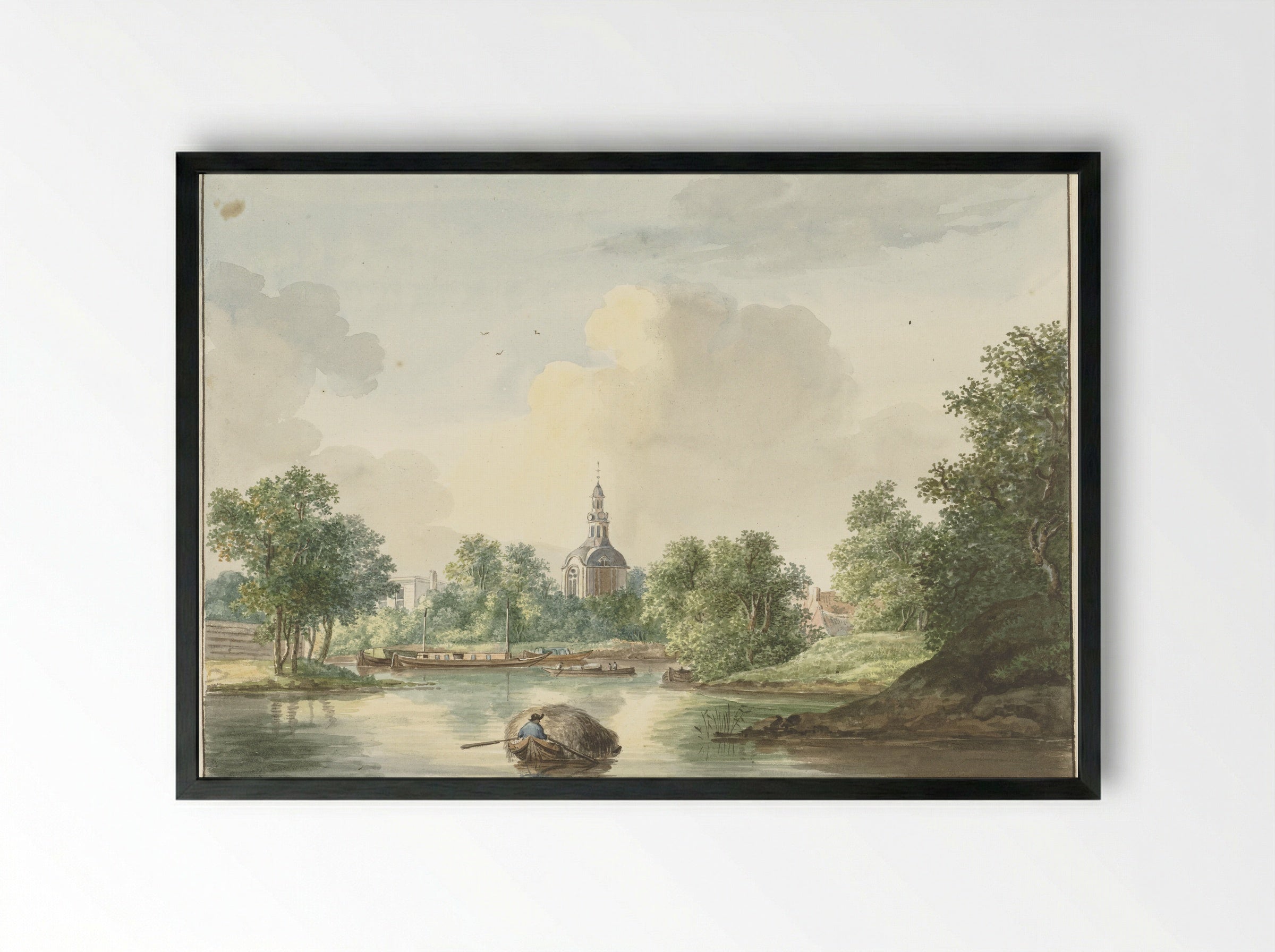 De Hogerwoerdse Poort te Leiden vanaf de Singel gezien - Pieter Gerardus van Os - Framed Print Black