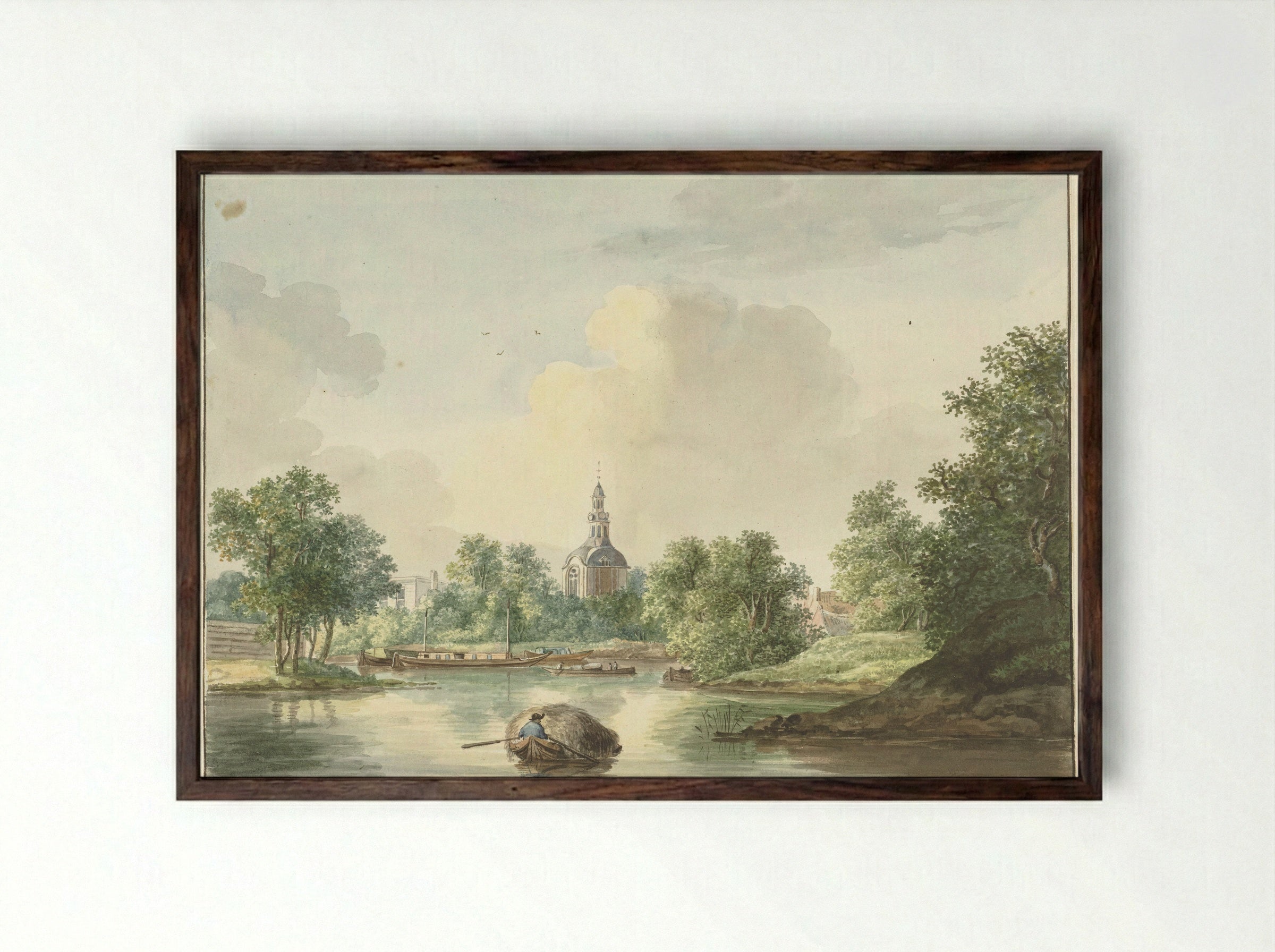 De Hogerwoerdse Poort te Leiden vanaf de Singel gezien - Pieter Gerardus van Os - Framed Print Dark Wood