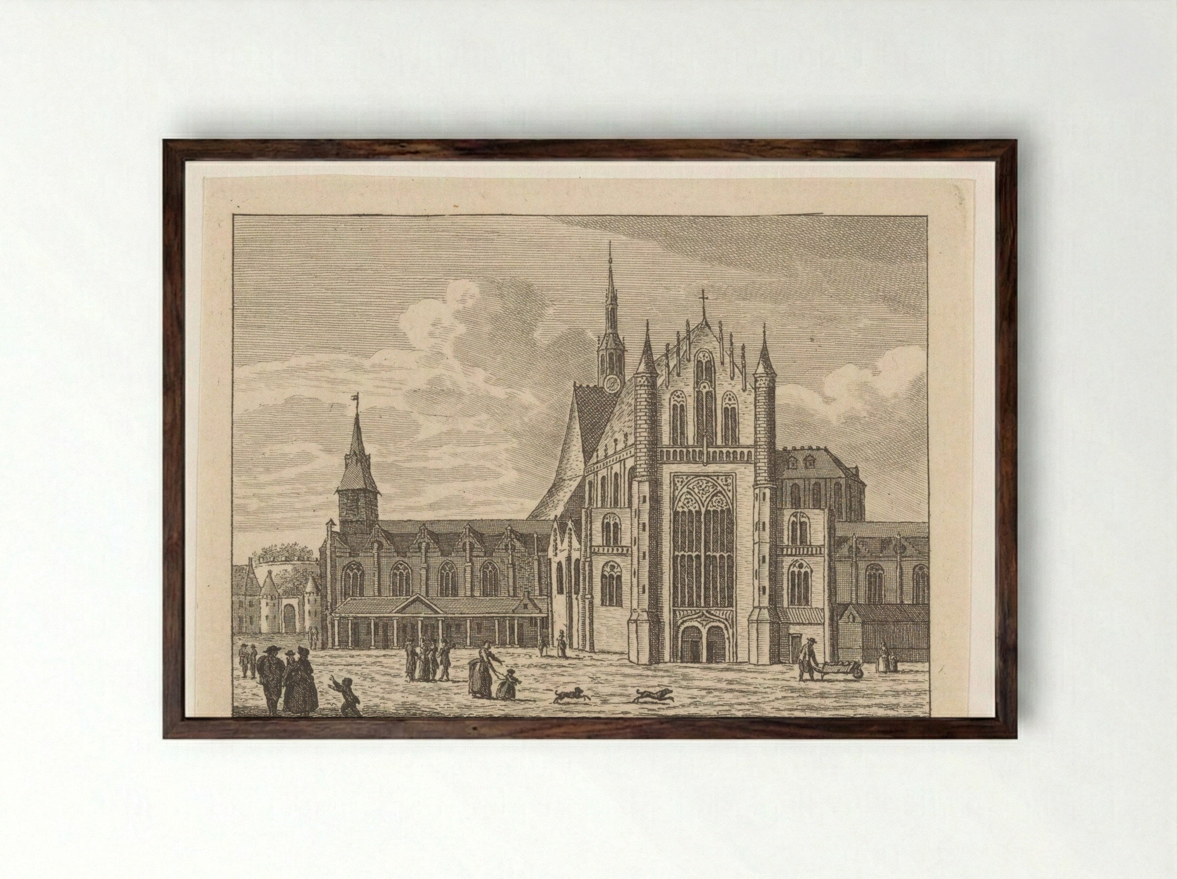 De Hooglandsche kerk te Leiden - Carel Frederik Bendorp (I) - Framed Print Dark Wood