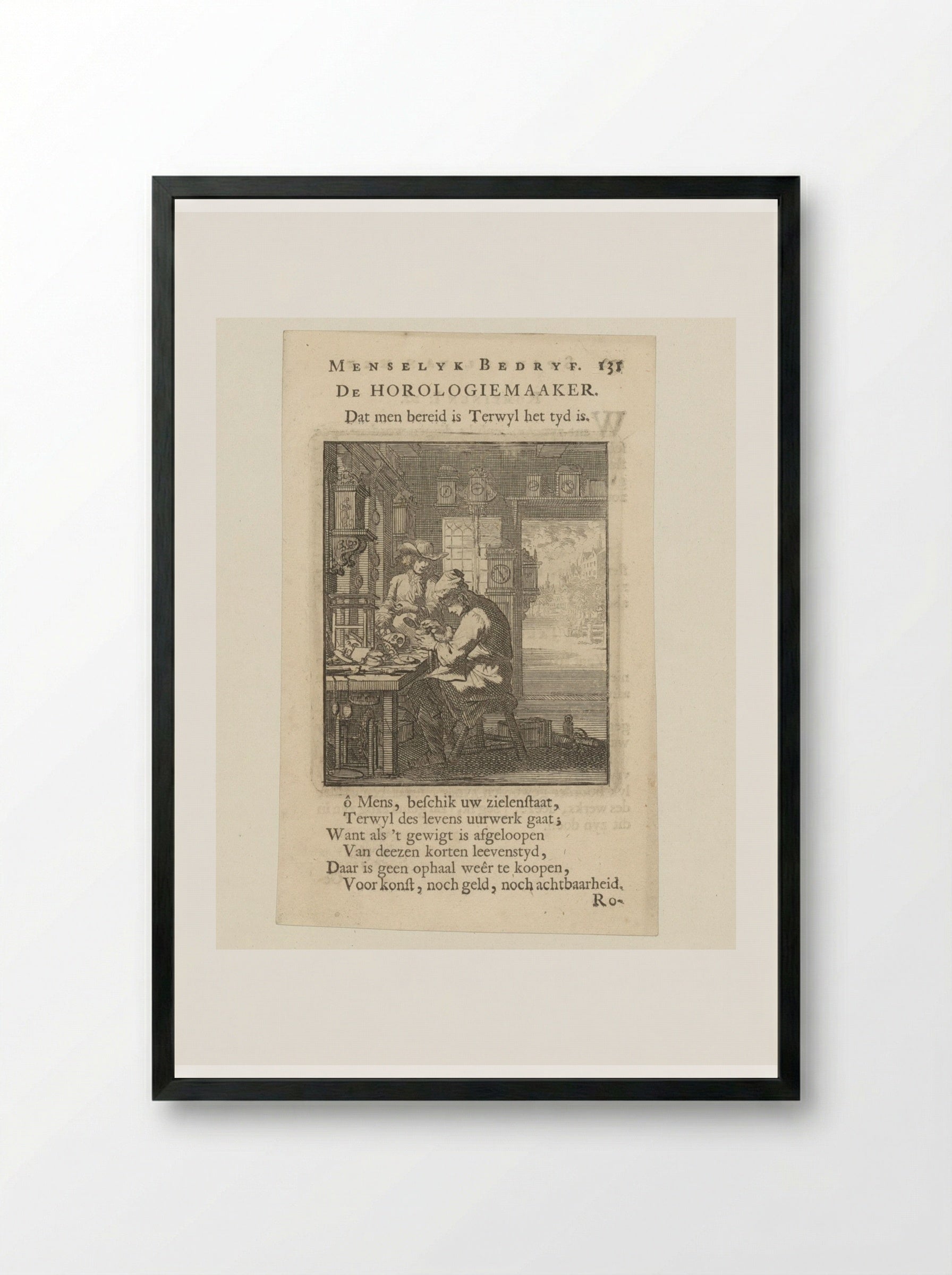 De Horologiemaaker (The Clockmaker) - Cornelis van der Sys - Framed Print Black