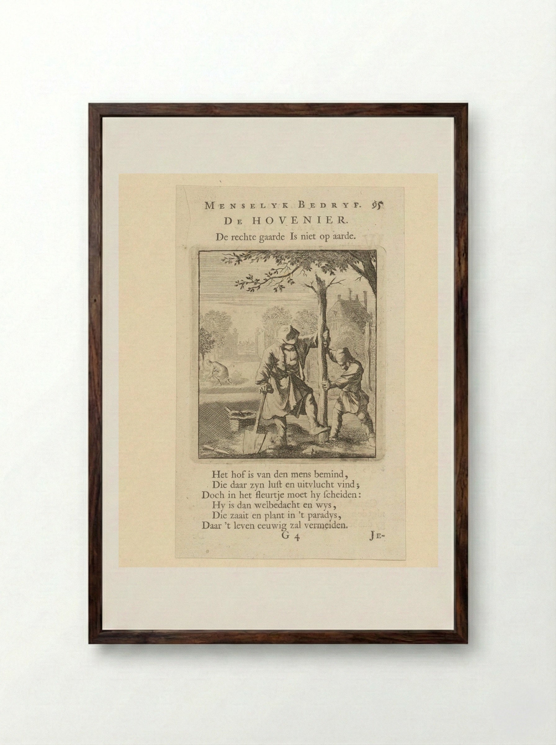 De Hovenier - Jan Luyken - Framed Print Dark Wood