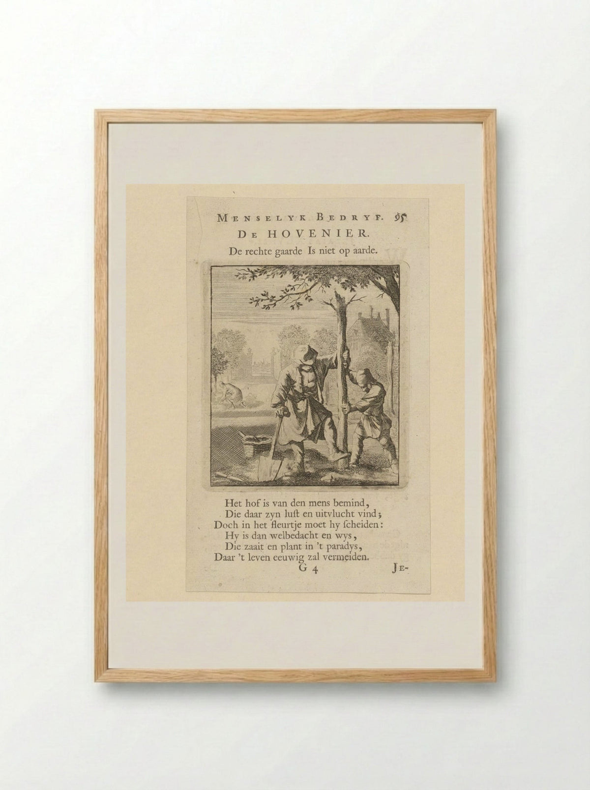 De Hovenier - Jan Luyken - Framed Print Wood