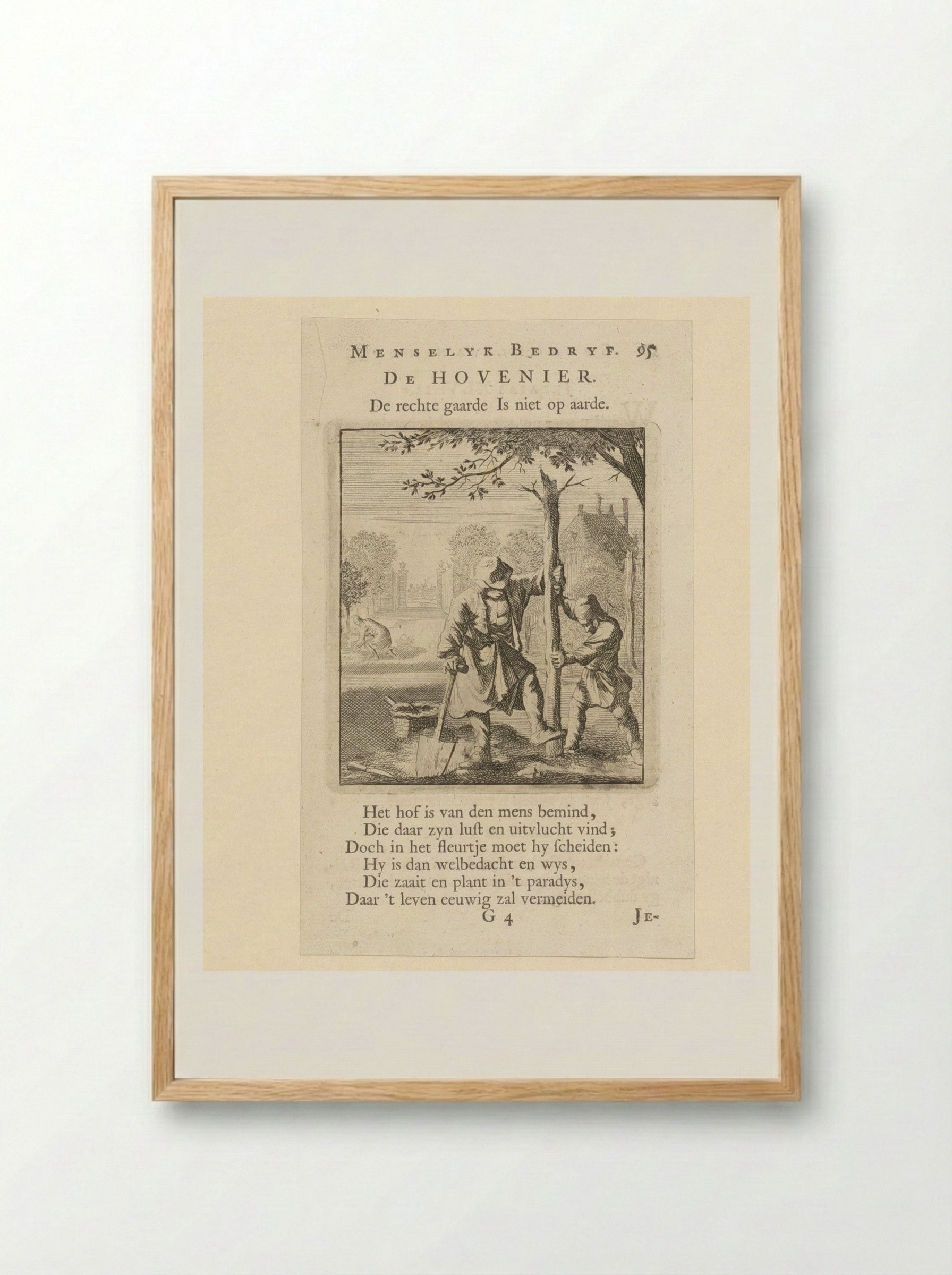 De Hovenier - Jan Luyken - Framed Print Wood
