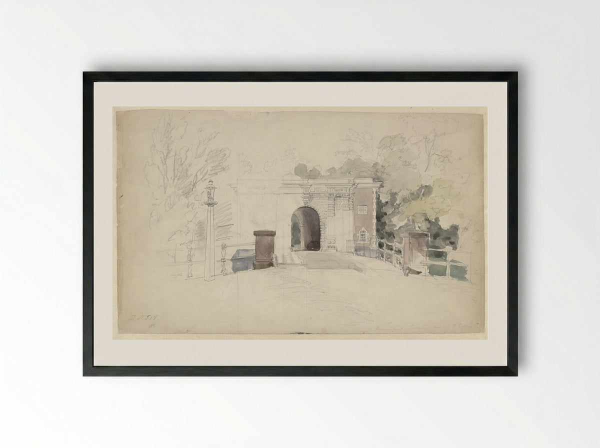 De Kennemer- of Nieuwpoort te Haarlem - Johannes Josephus Destree - Framed Print Black