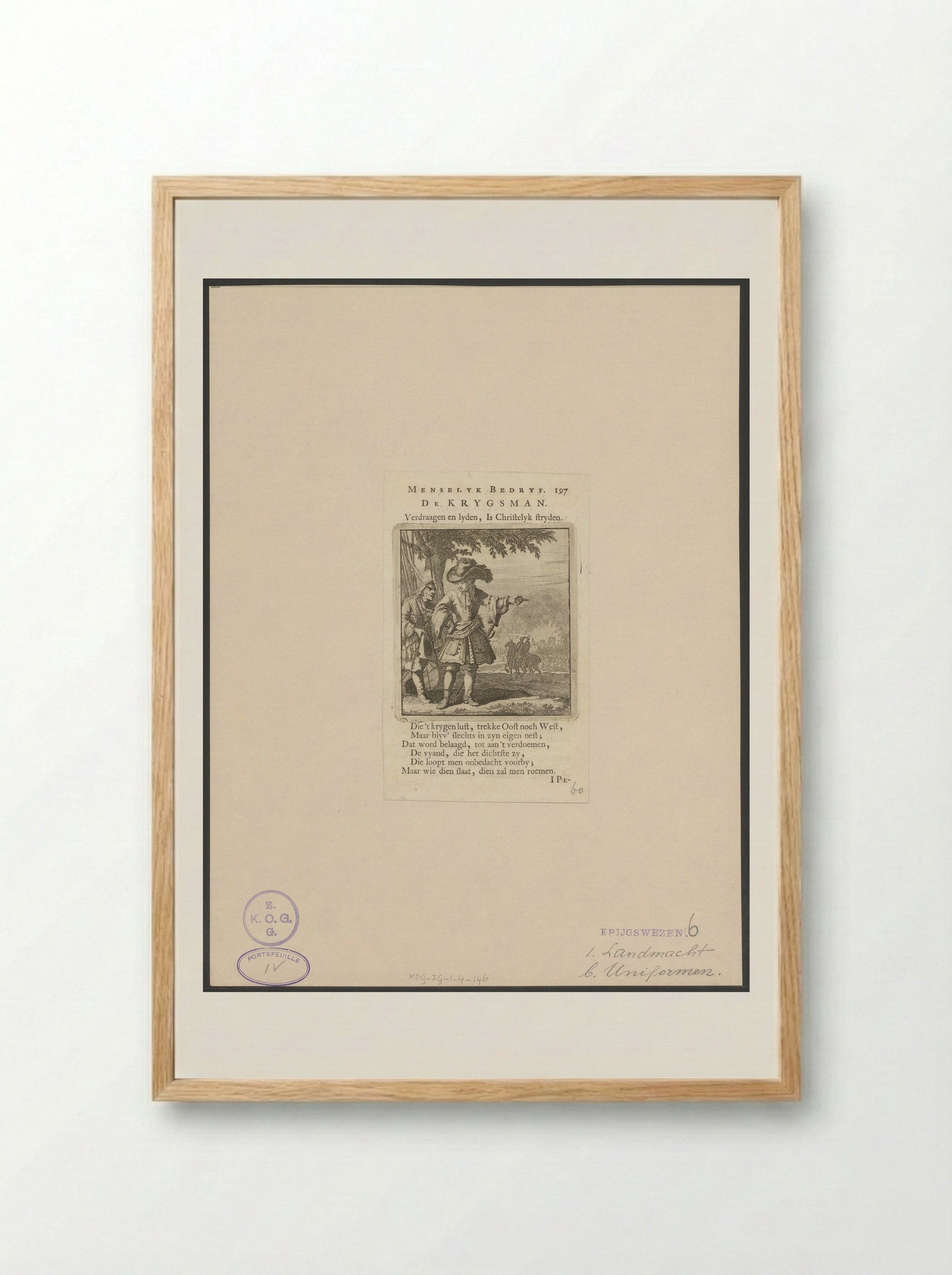 De Krygsman - Jan Luyken - Framed Print Wood