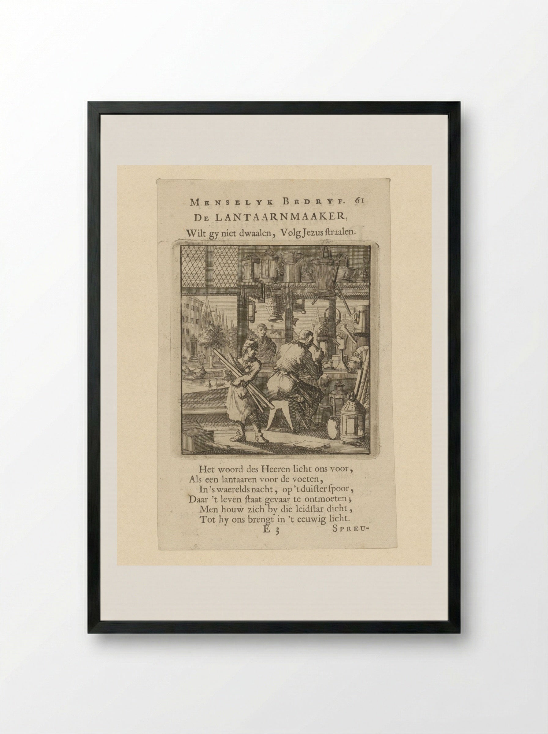 De Lantaarnmaaker - Jan Luyken - Framed Print Black