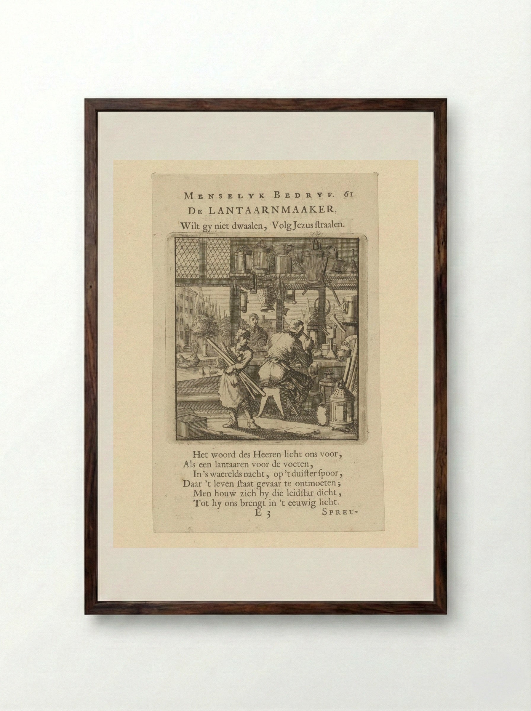 De Lantaarnmaaker - Jan Luyken - Framed Print Dark Wood