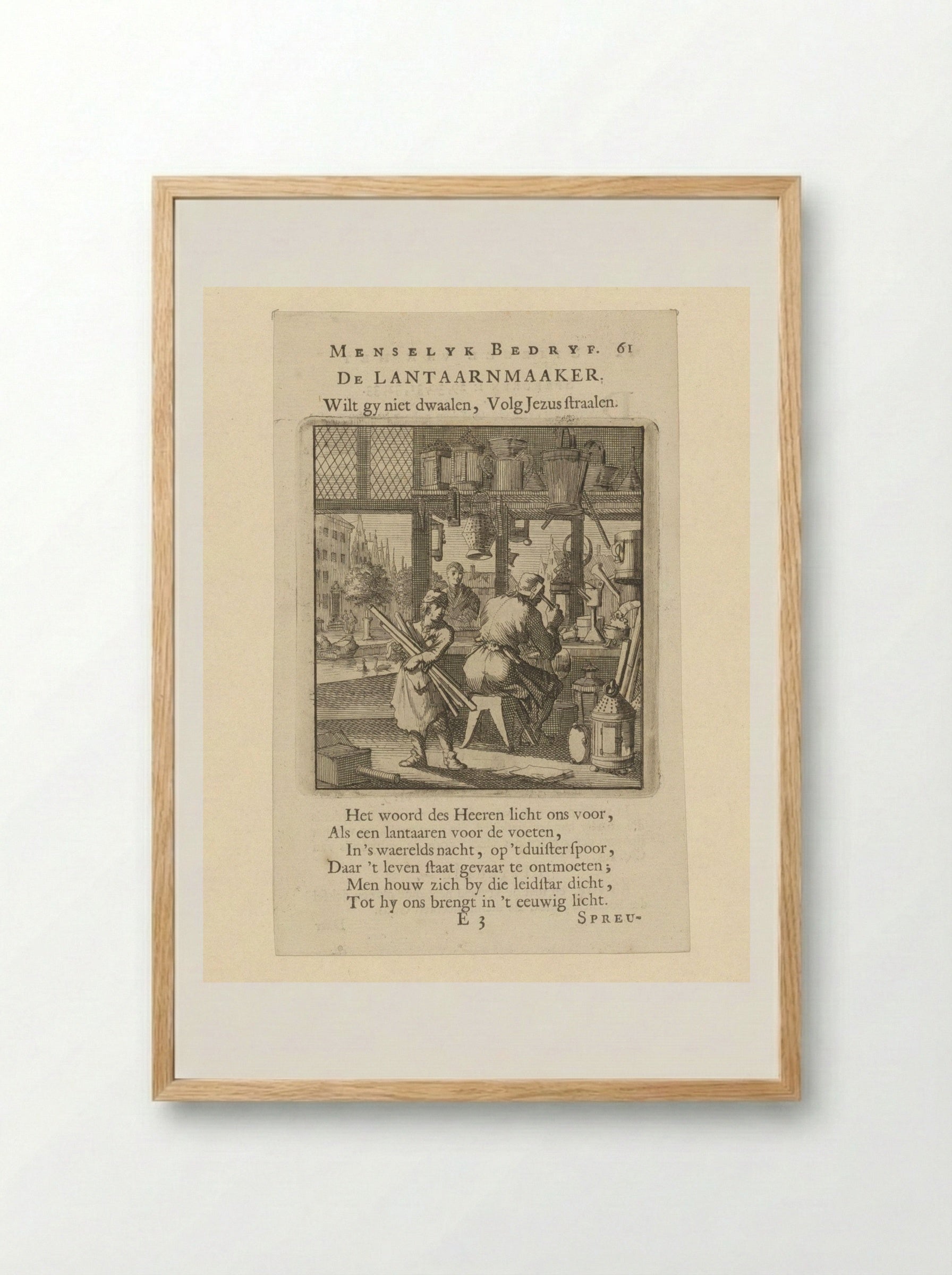 De Lantaarnmaaker - Jan Luyken - Framed Print Wood