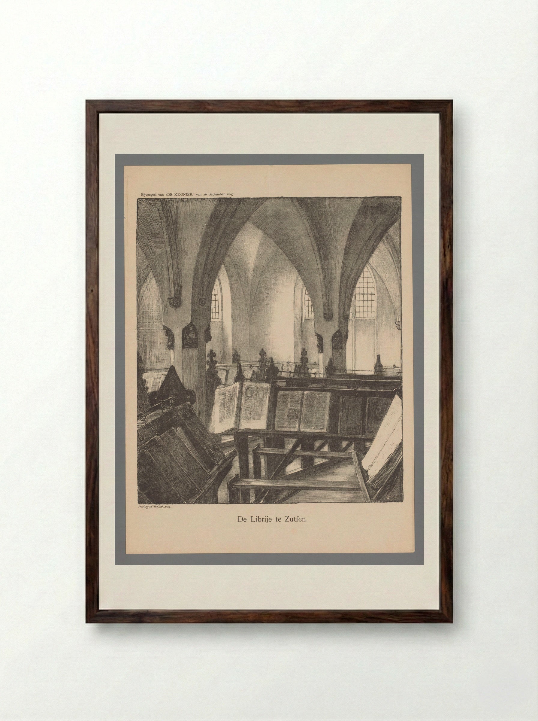 De Librije te Zutfen - Jan Veth - Framed Print Dark Wood