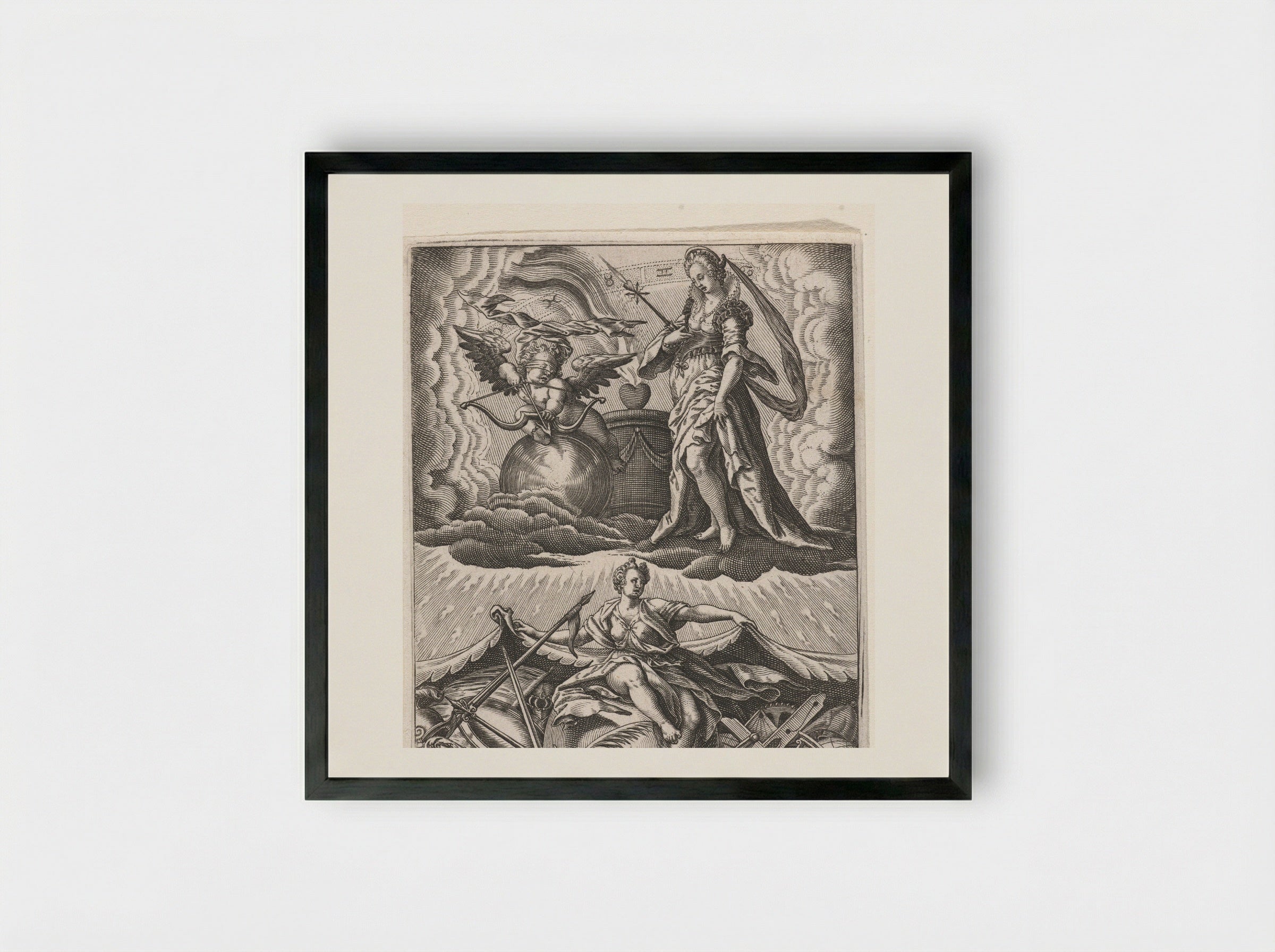 De Liefde overwint alles - Johann Theodor de Bry - Framed Print Black