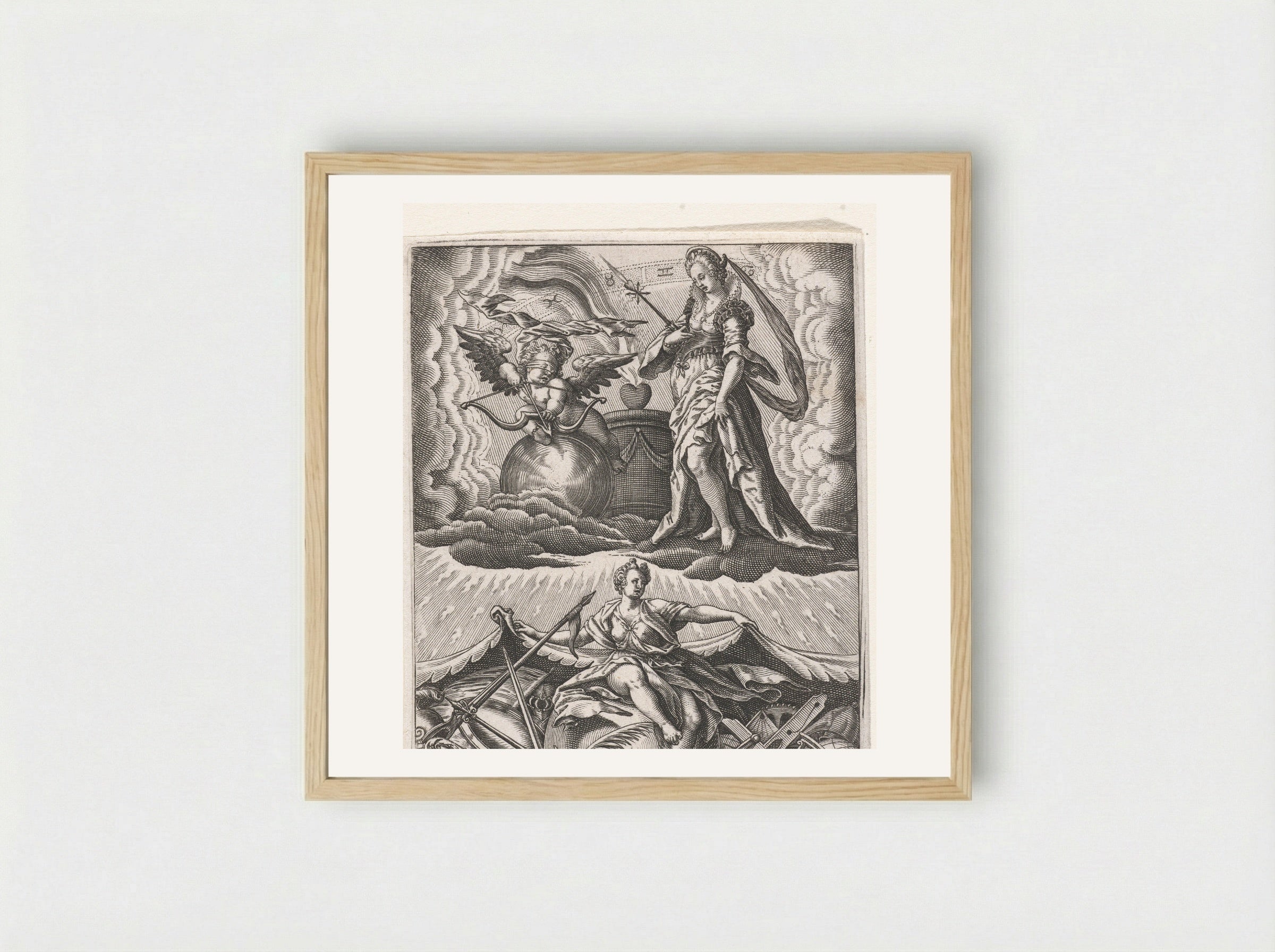 De Liefde overwint alles - Johann Theodor de Bry - Framed Print Wood