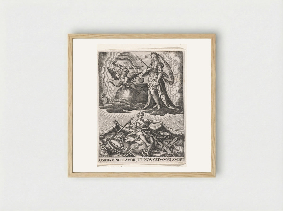De Liefde overwint alles - Johann Theodor de Bry - Framed Print Wood