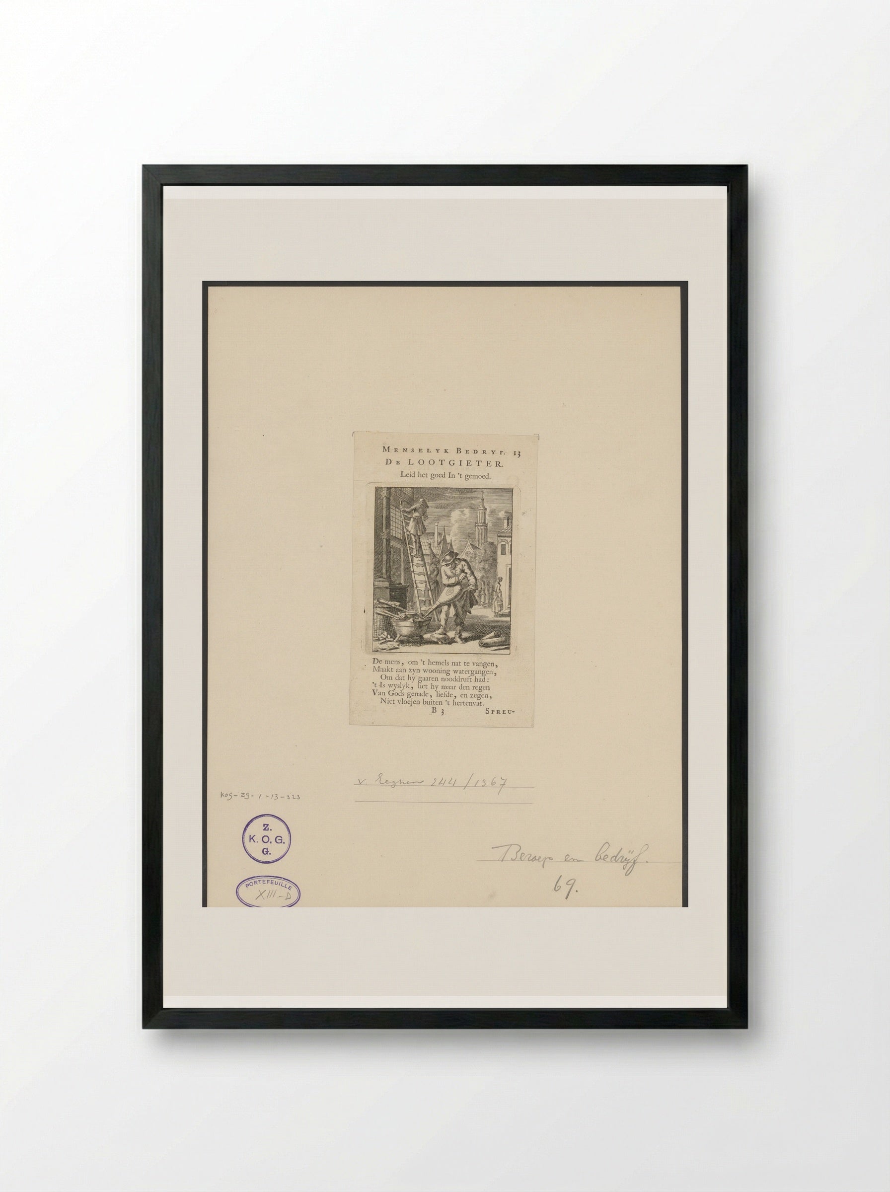 De Lootgieter (The Plumber) - Cornelis van der Sys - Framed Print Black