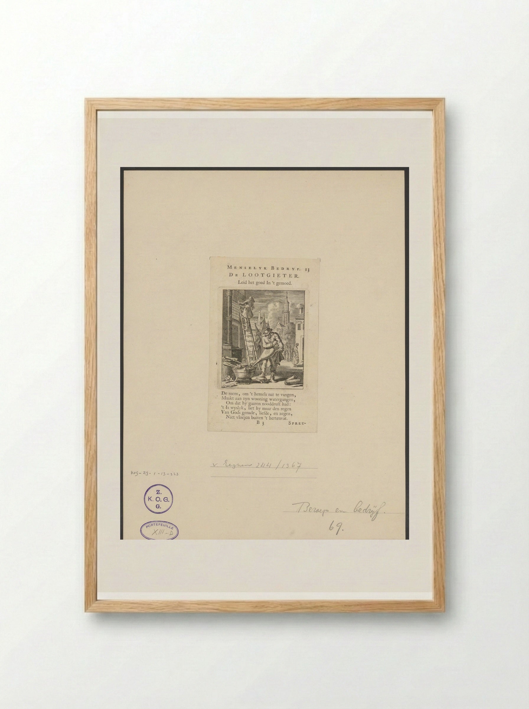 De Lootgieter (The Plumber) - Cornelis van der Sys - Framed Print Wood