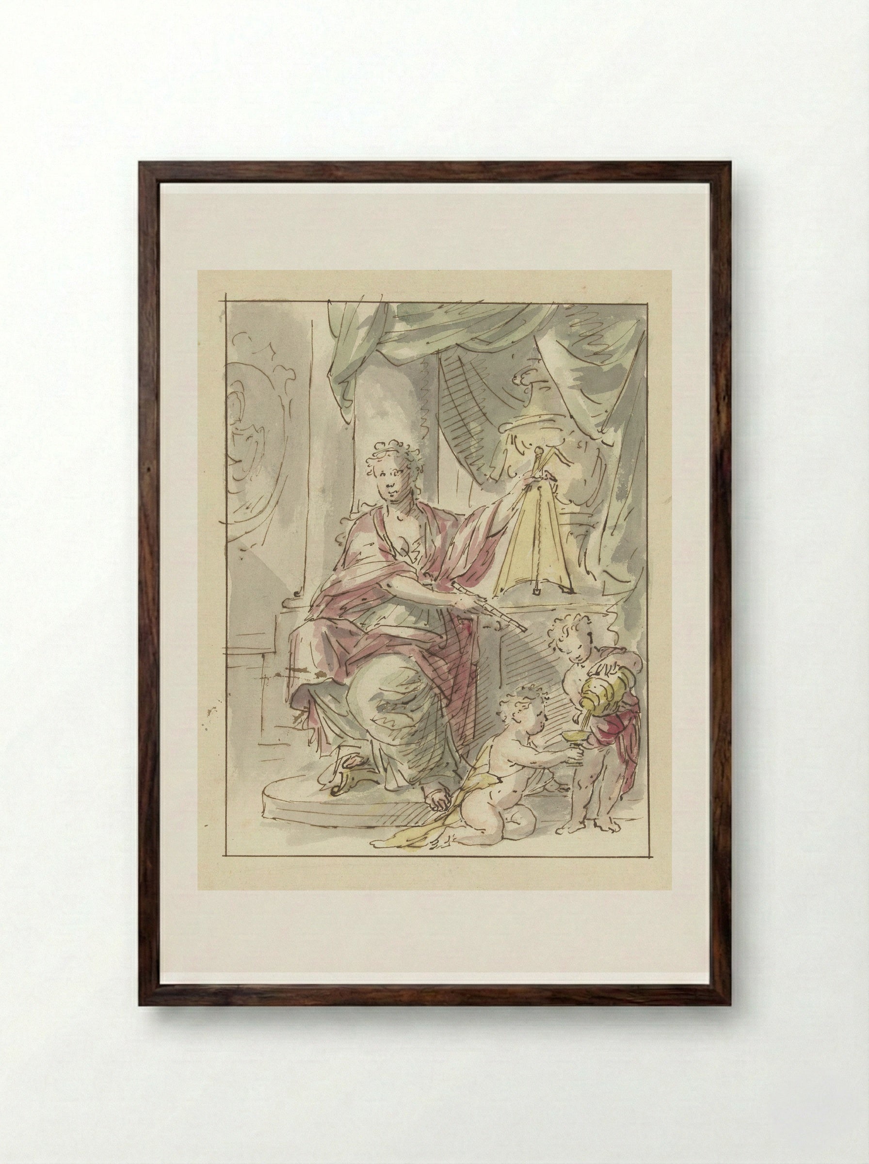 De Matigheid (Temperance) - Elias van Nijmegen - Framed Print Dark Wood