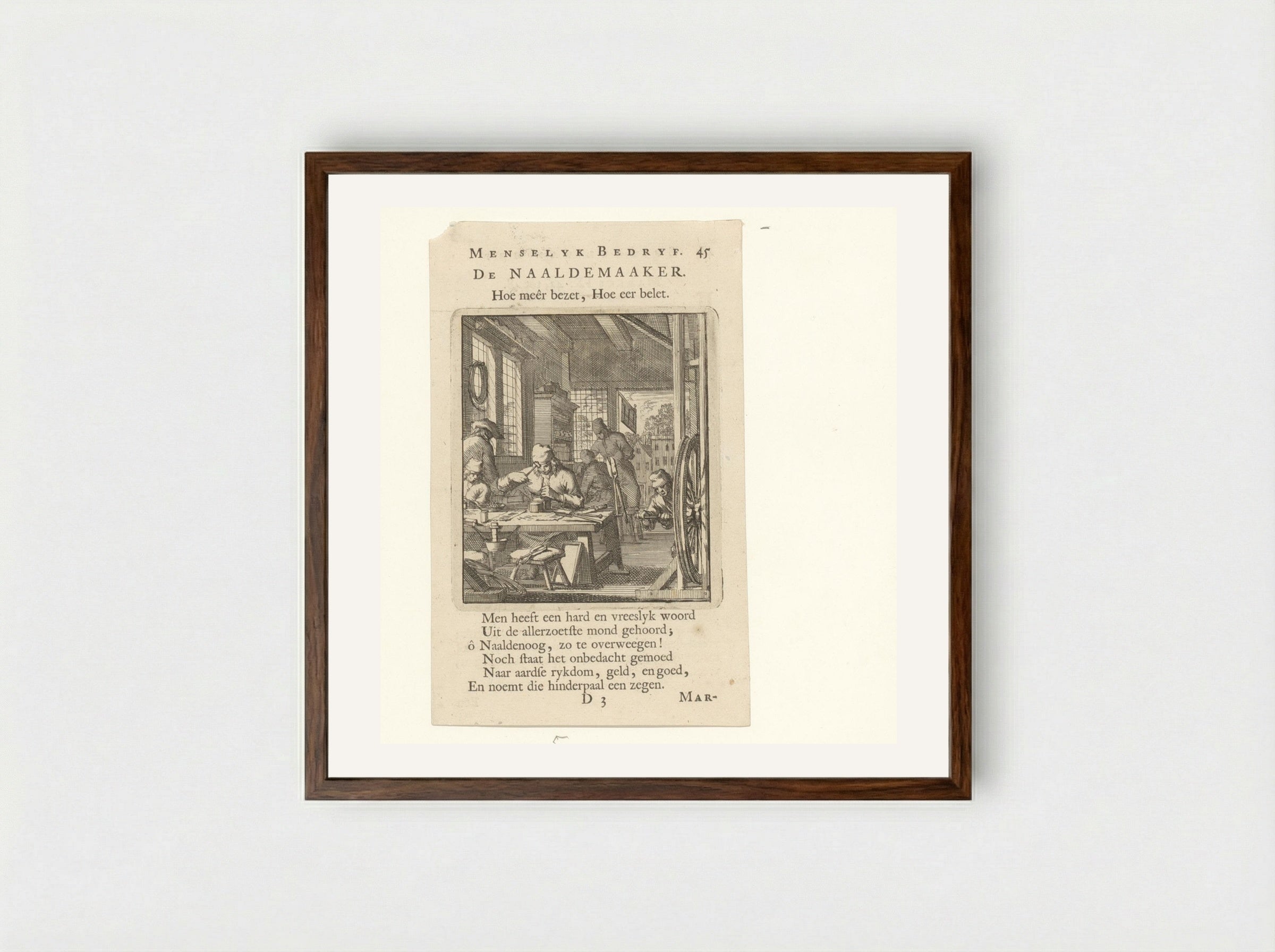 De Naaldemaaker (The Needle Maker) - Cornelis van der Sys - Framed Print Dark Wood