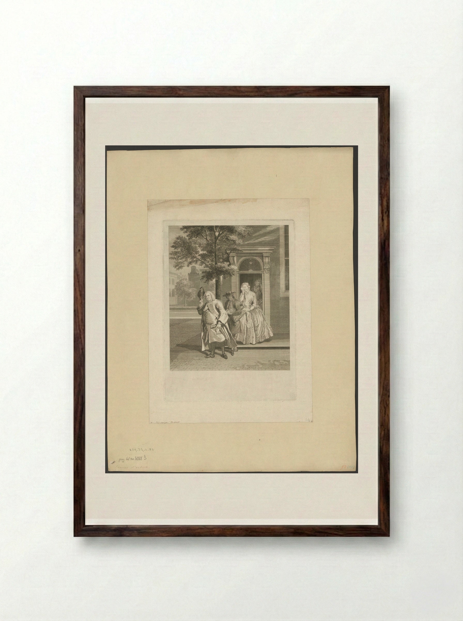 De Ontdekte Schijndeugd: de geveinsde droefheid van Geertruy - Pieter Tanjé - Framed Print Dark Wood