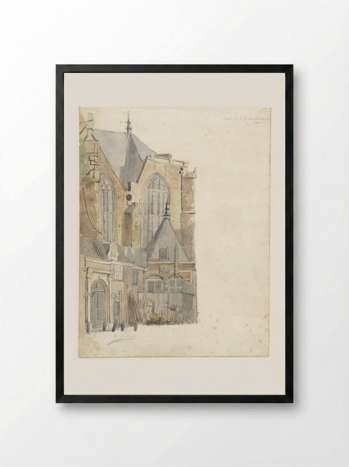 De Oude Kerk te Amsterdam - Johan Adolph Rust - Framed Print Black