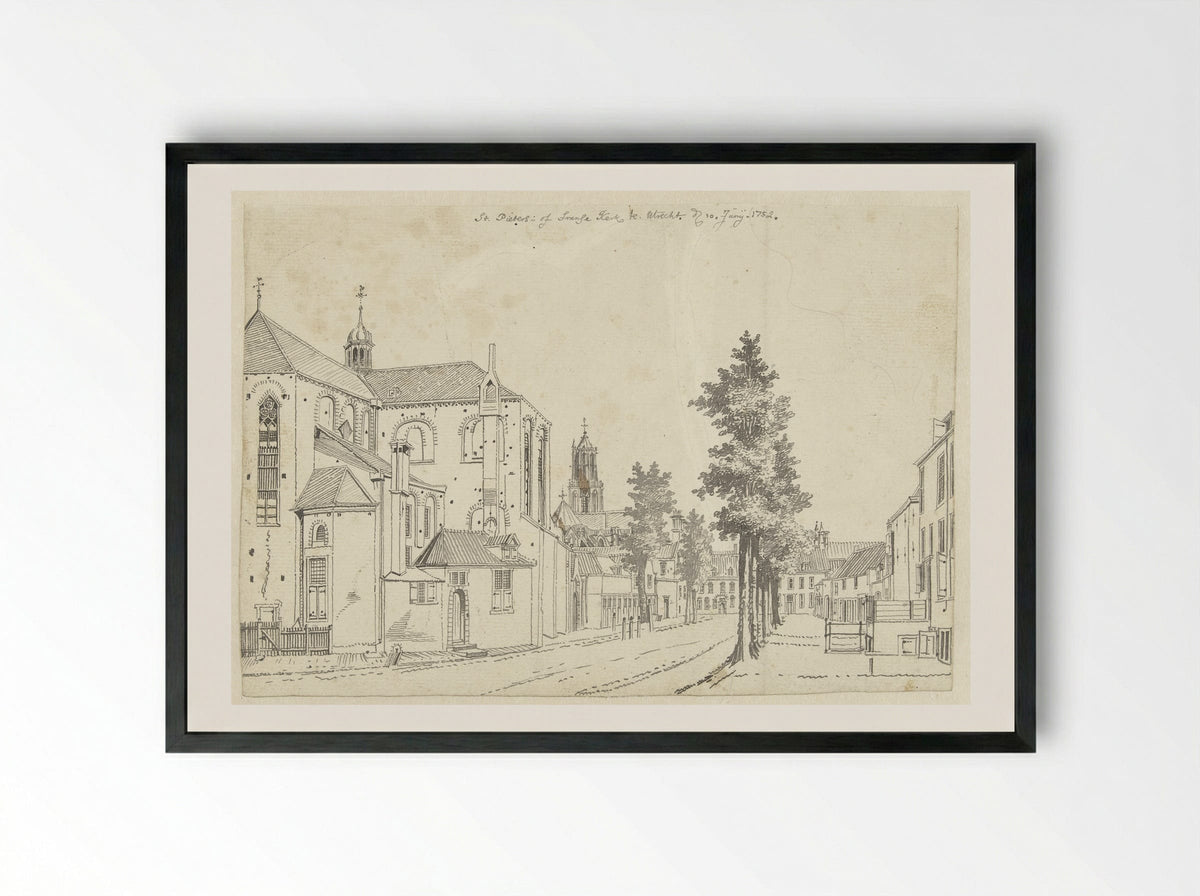 De Pieterskerk te Utrecht - Jan de Beijer - Framed Print Black