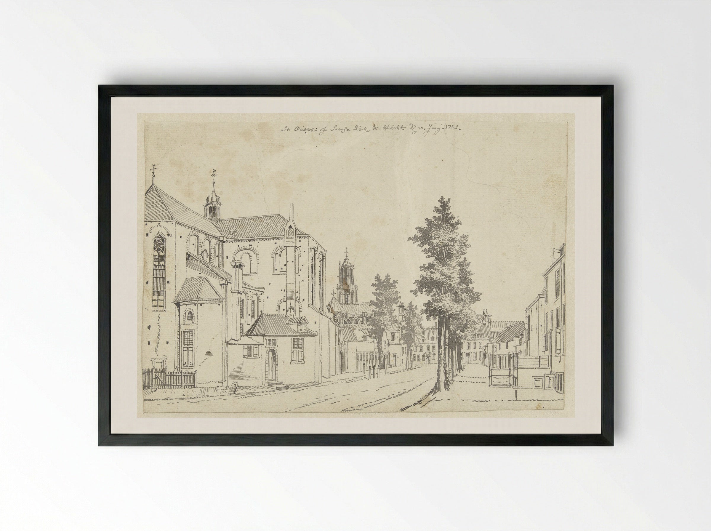 De Pieterskerk te Utrecht - Jan de Beijer - Framed Print Black