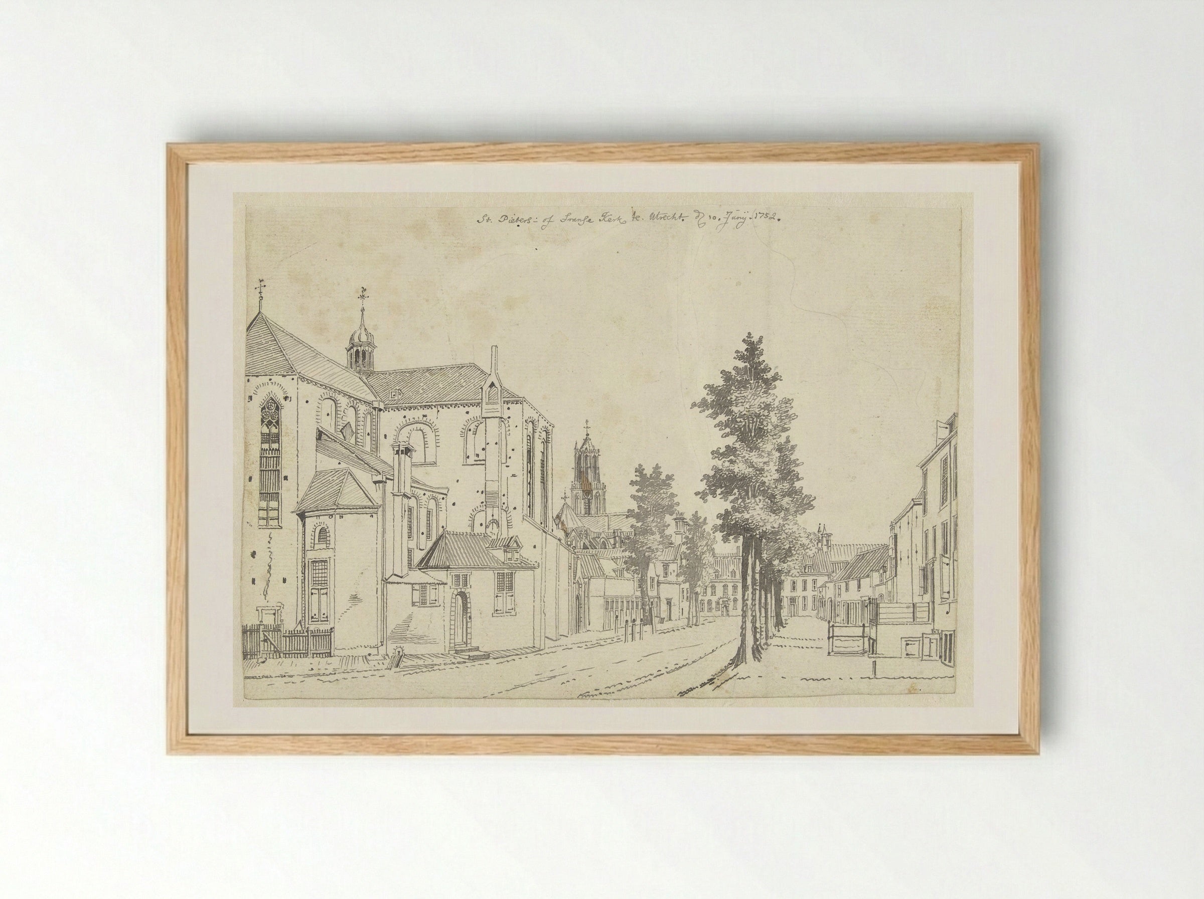 De Pieterskerk te Utrecht - Jan de Beijer - Framed Print Wood