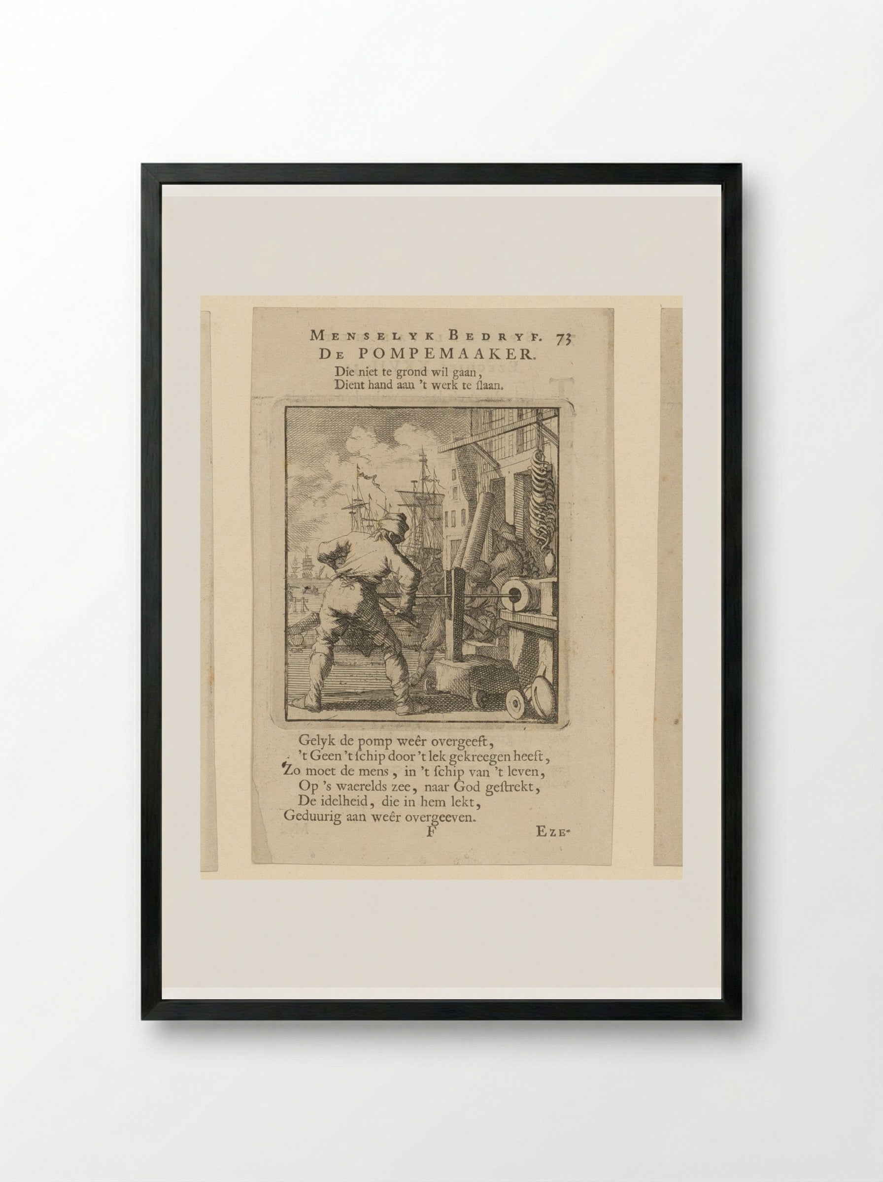 De Pompemaker - Cornelis van der Sys - Framed Print Black