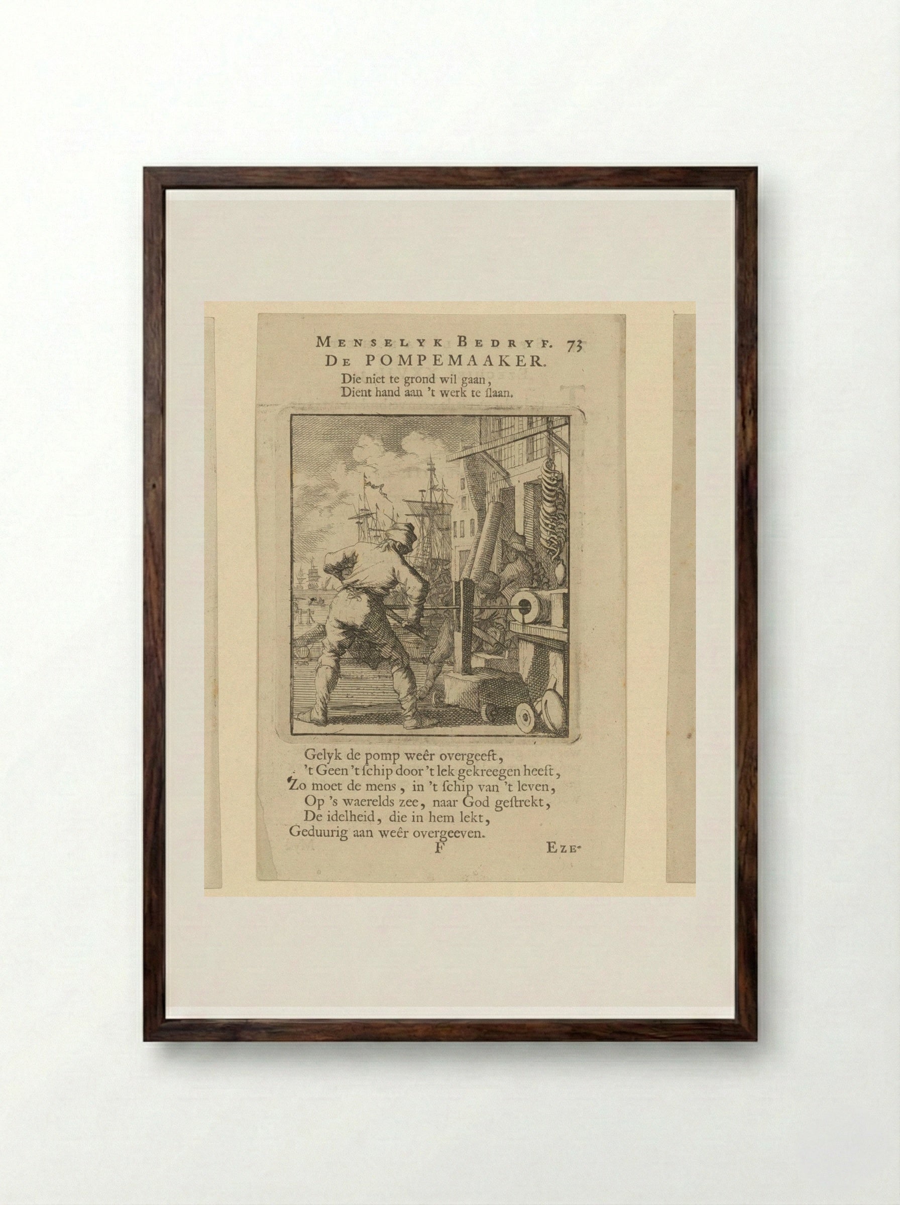 De Pompemaker - Cornelis van der Sys - Framed Print Dark Wood