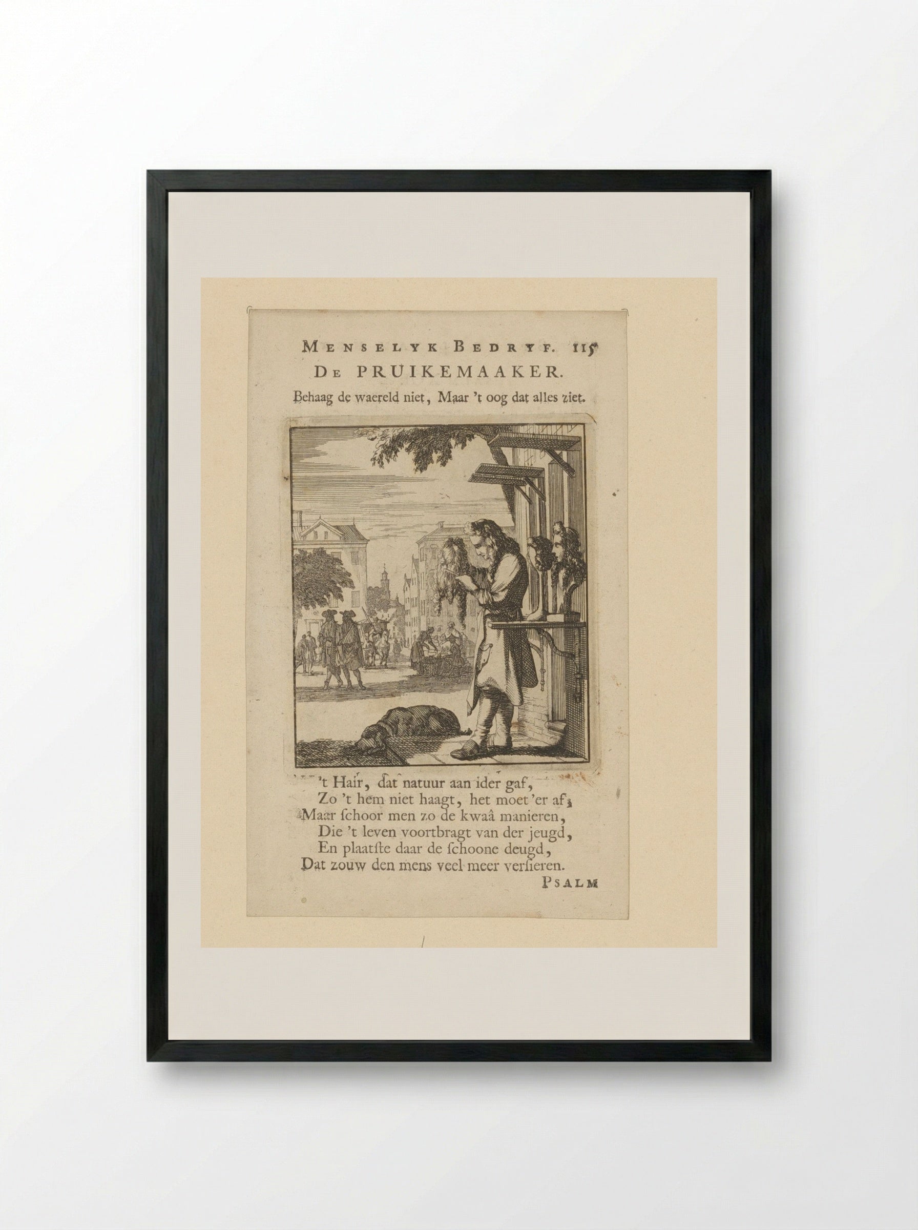 De Pruikemaaker (The Wigmaker) - Cornelis van der Sys - Framed Print Black
