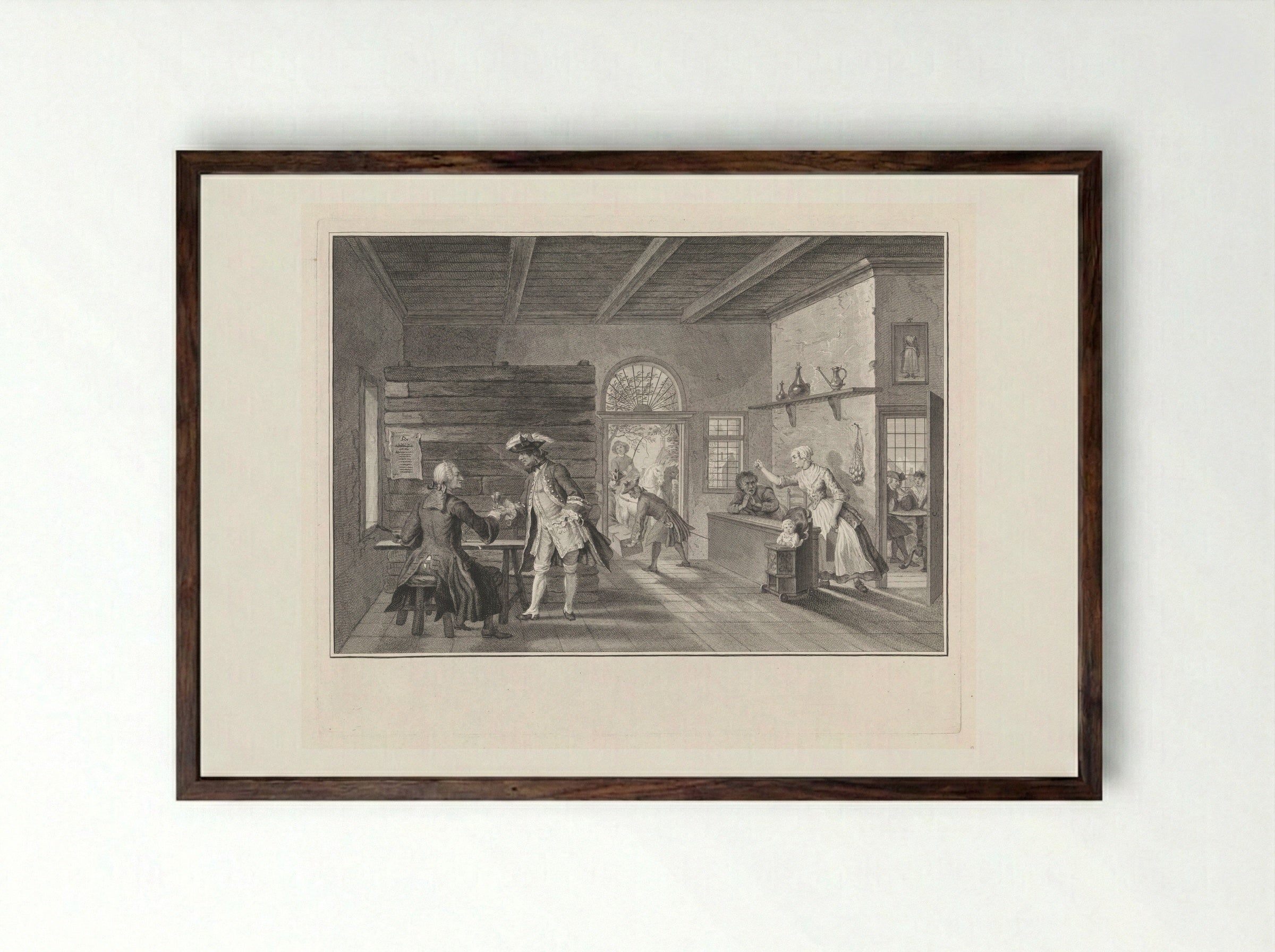 De Puiterveense helleveeg achter de tap - Pieter Tanjé - Framed Print Dark Wood