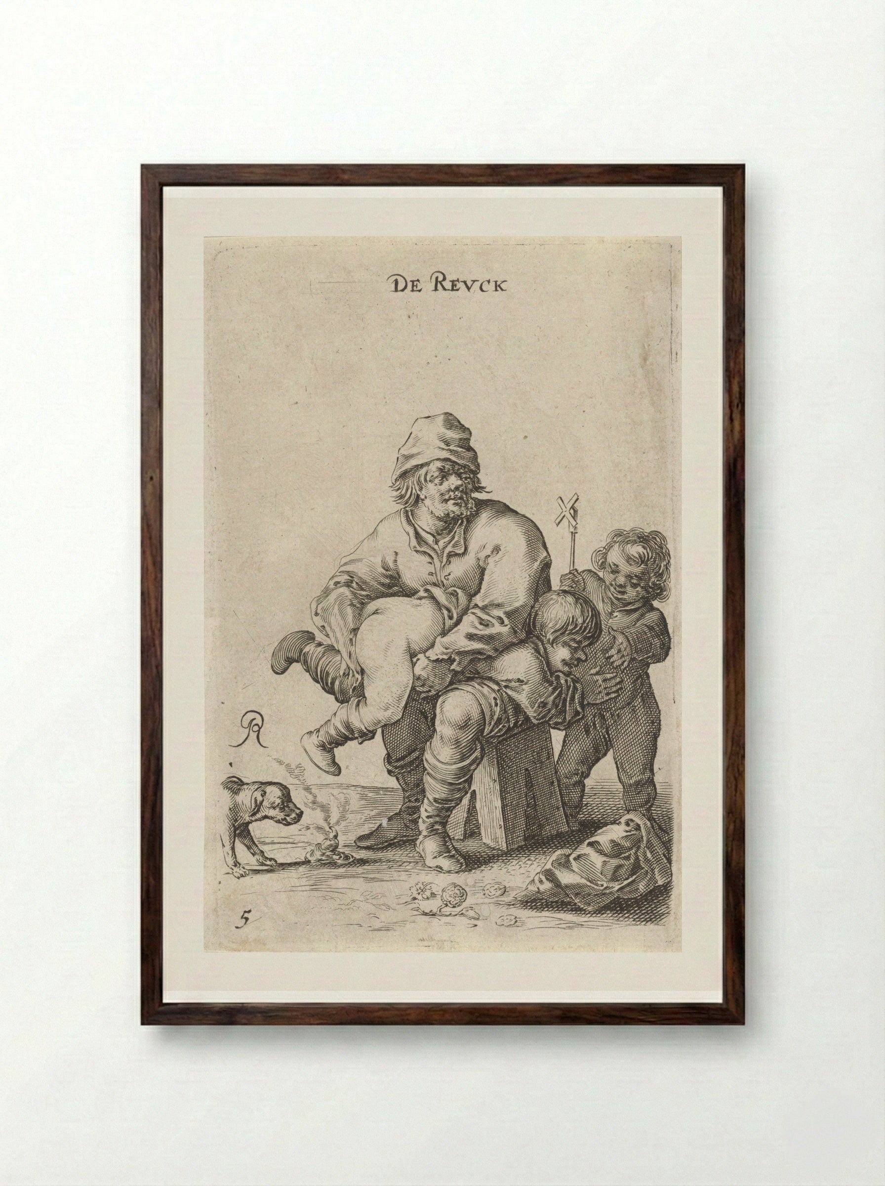 De Reuk (The Sense of Smell) - Salomon Savery - Framed Print Dark Wood