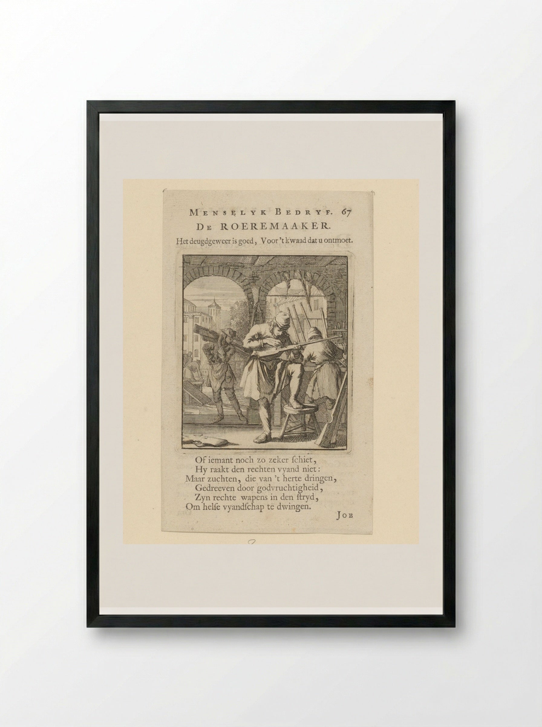 De Roeremaaker (The Gunsmith) - Cornelis van der Sys - Framed Print Black