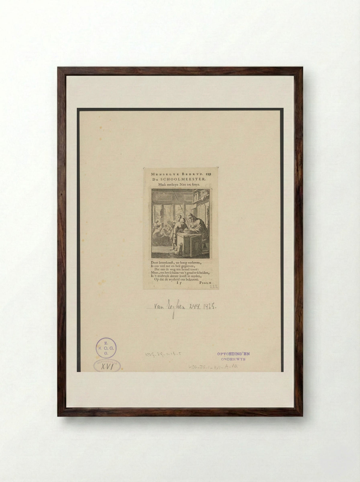 De Schoolmeester - Cornelis van der Sys - Framed Print Dark Wood