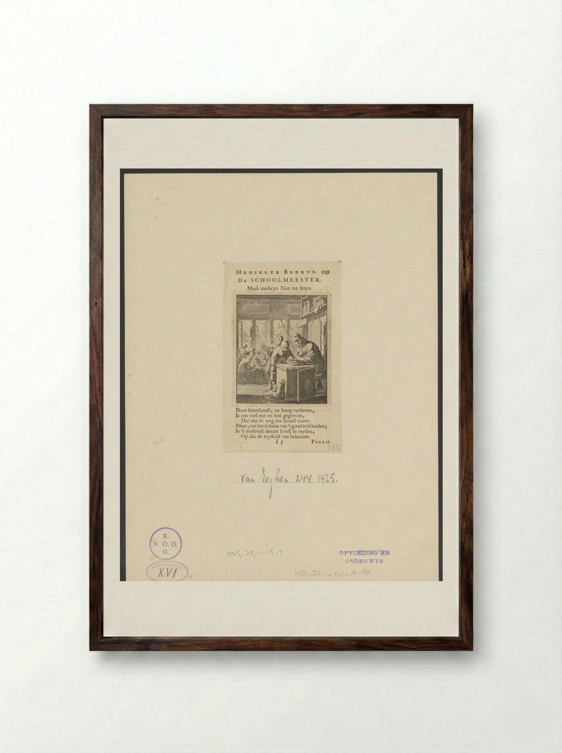 De Schoolmeester - Cornelis van der Sys - Framed Print Dark Wood