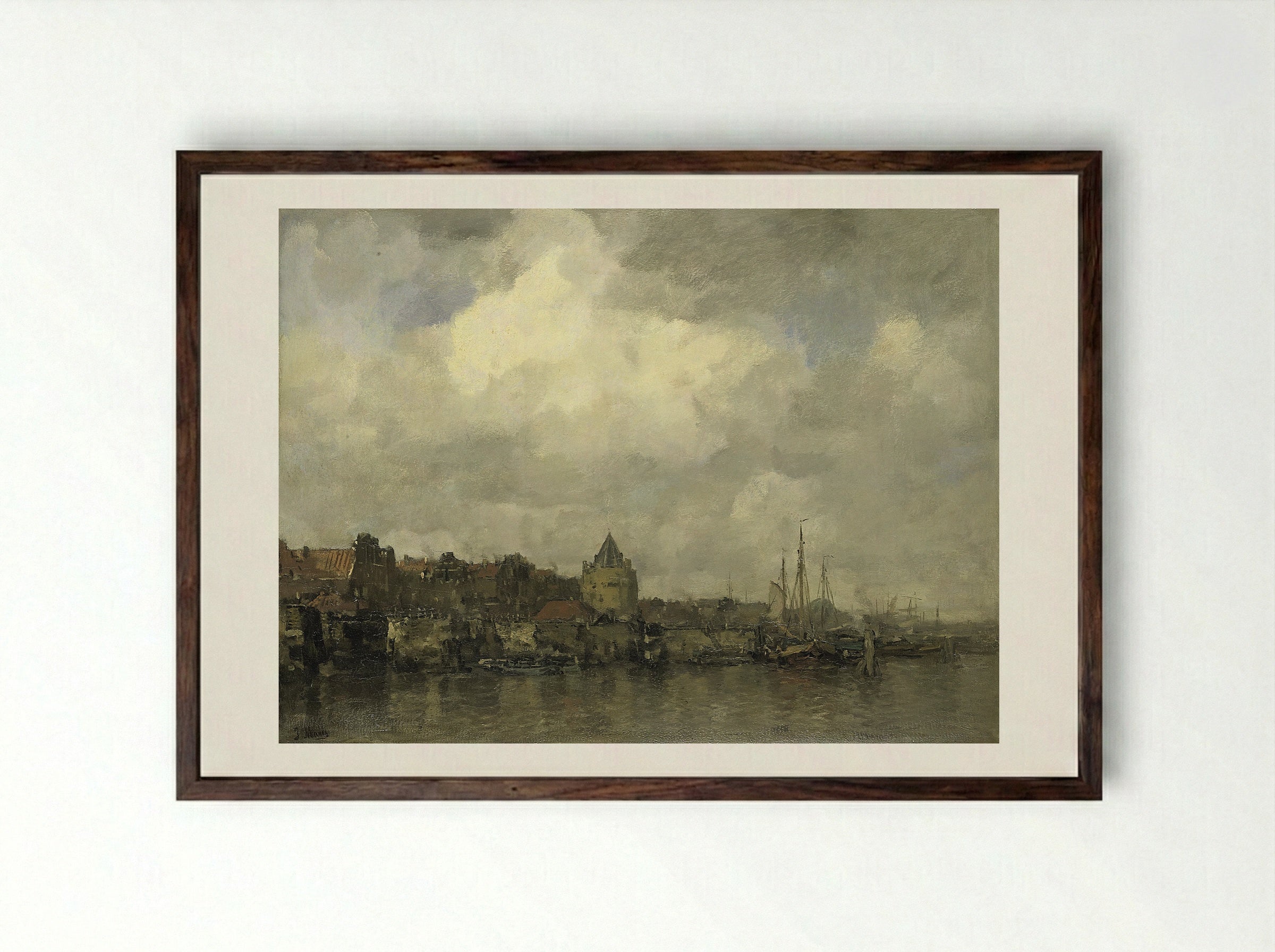 De Schreierstoren aan de Buitenkant te Amsterdam - Jacob Maris - Framed Print Dark Wood
