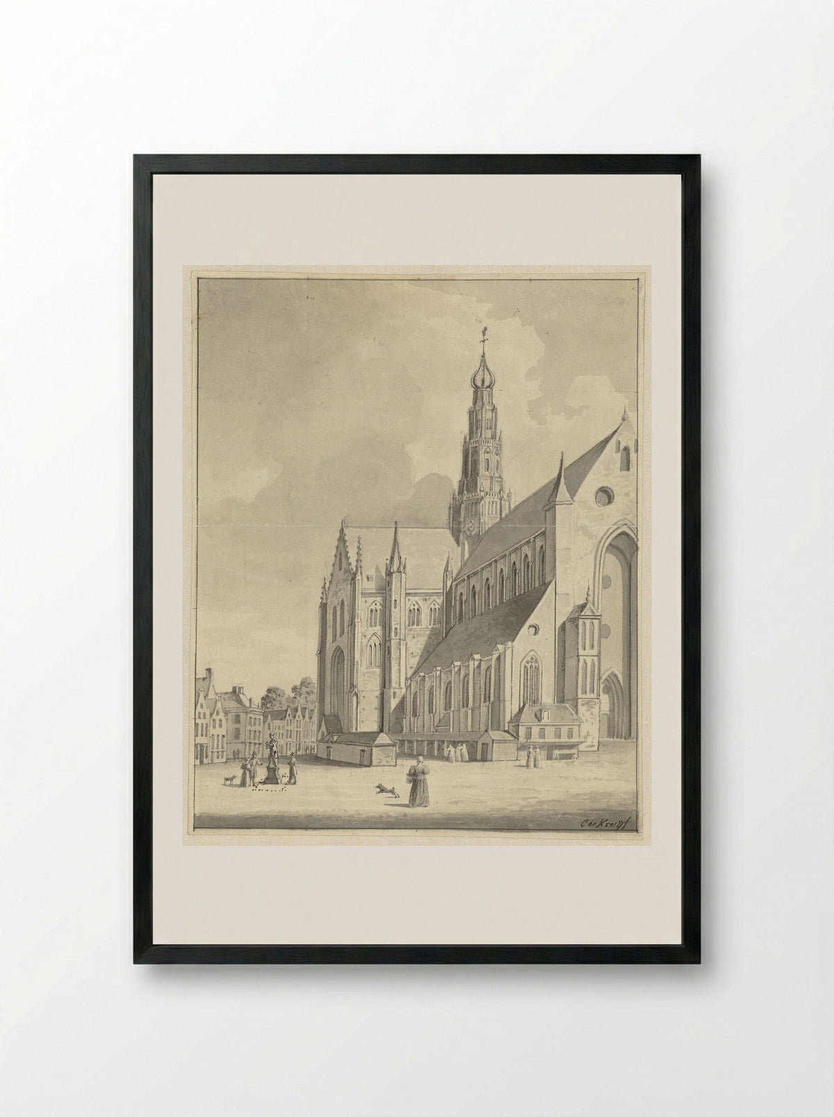 De Sint-Bavo te Haarlem - Cornelis de Kruyff - Framed Print Black