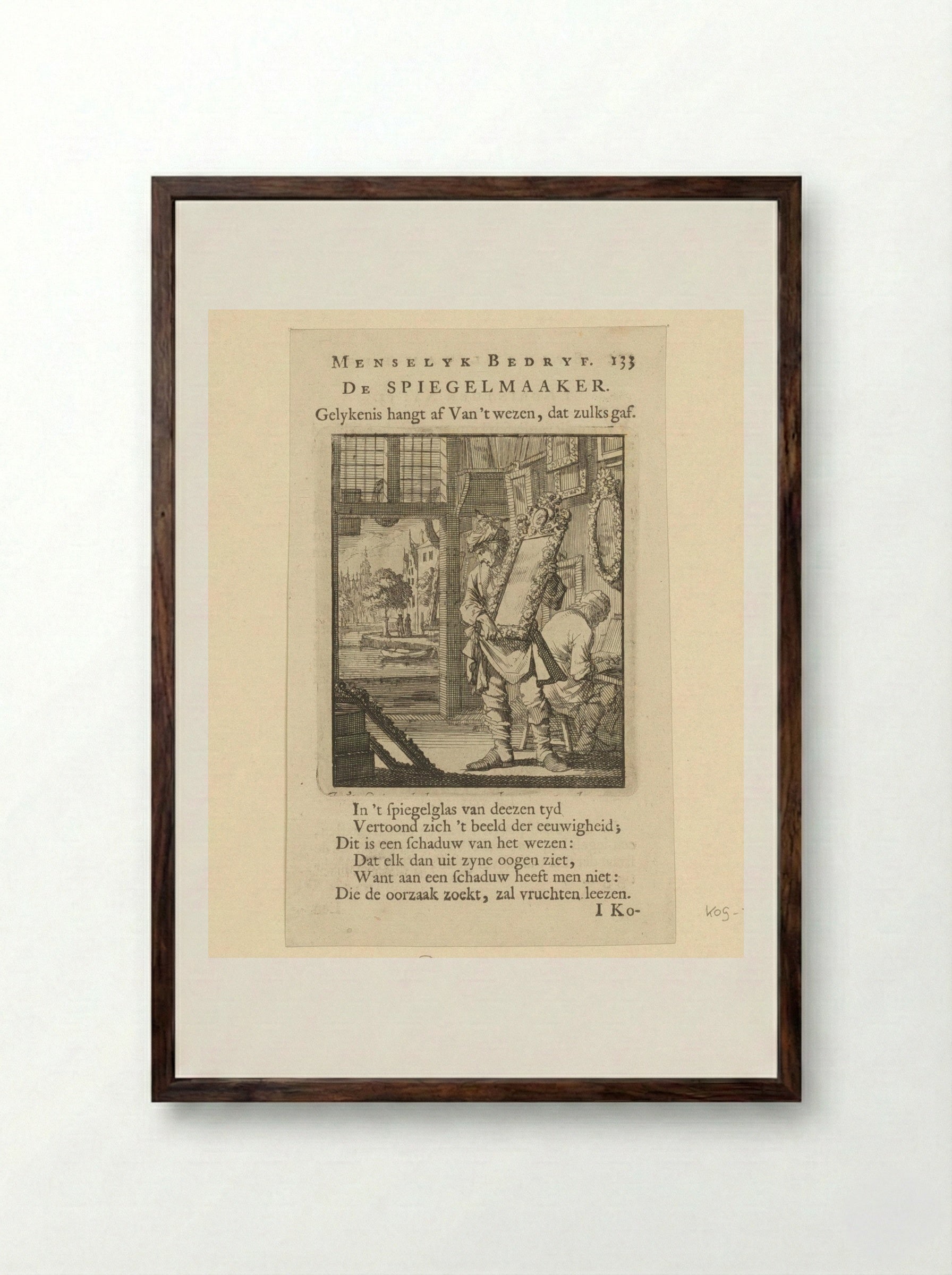 De Spiegelmaker - Cornelis van der Sys - Framed Print Dark Wood