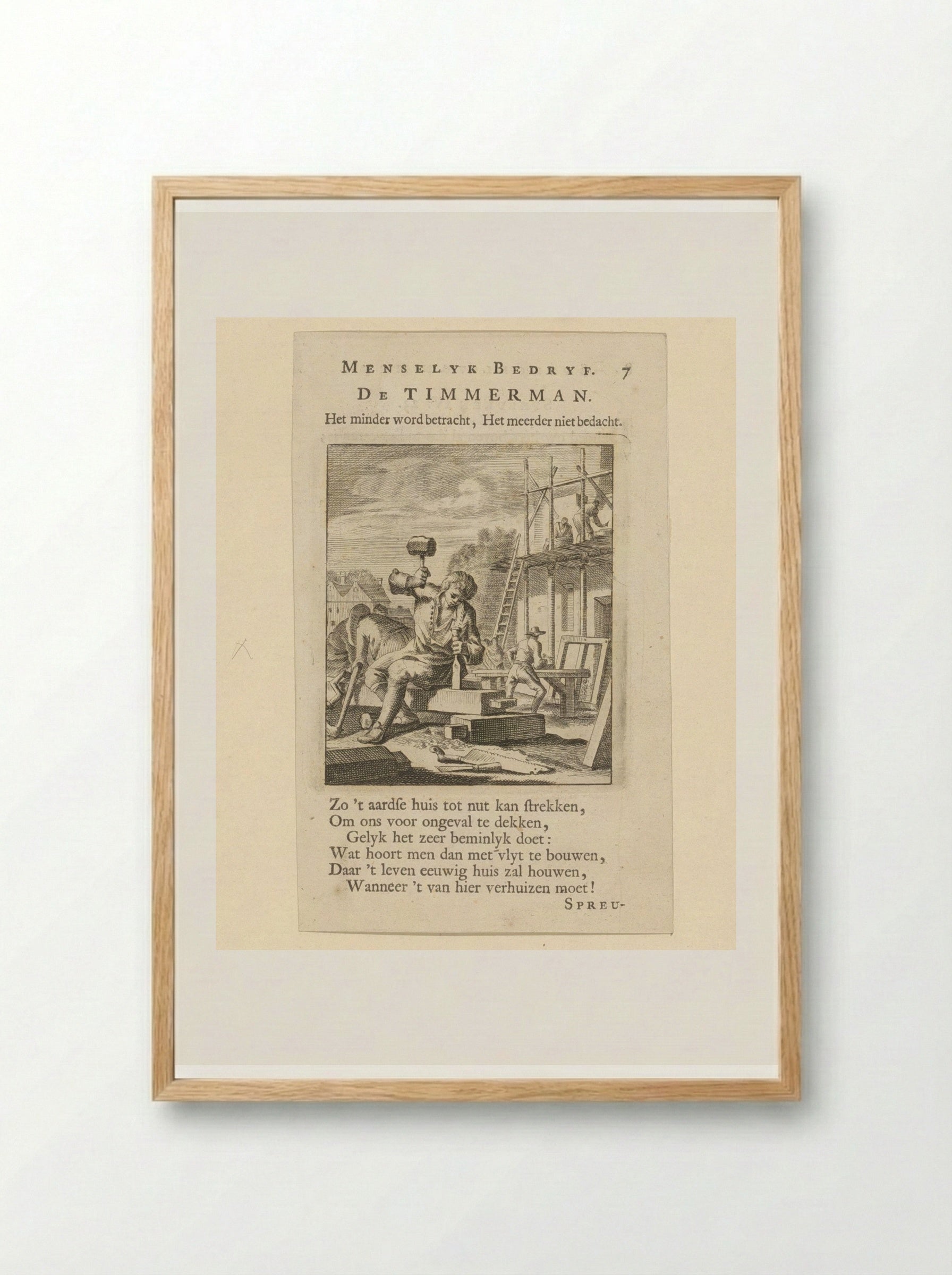 De Timmerman (The Carpenter) - Cornelis van der Sys - Framed Print Wood
