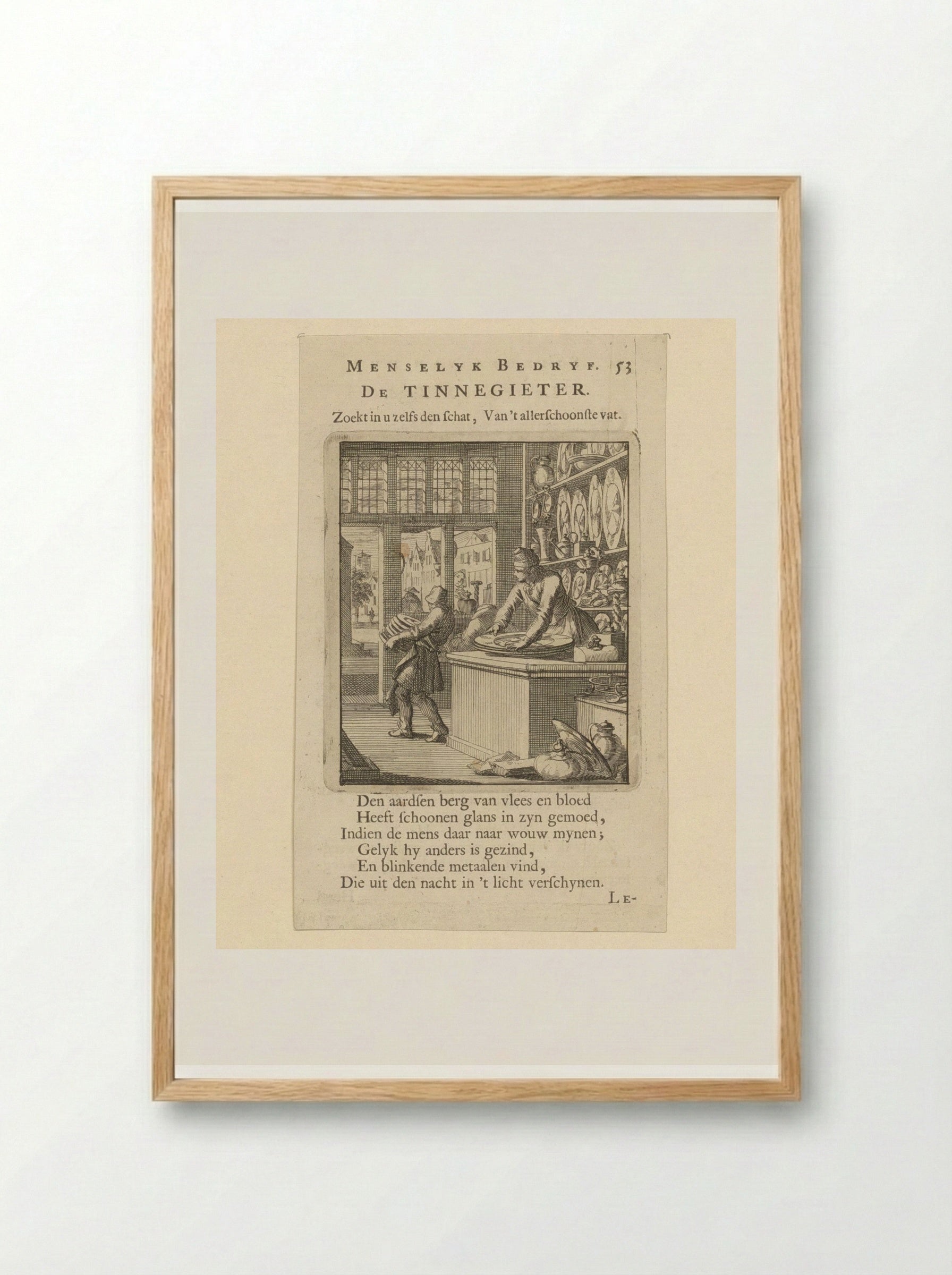 De Tinnegieter (The Pewterer) - Cornelis van der Sys - Framed Print Wood