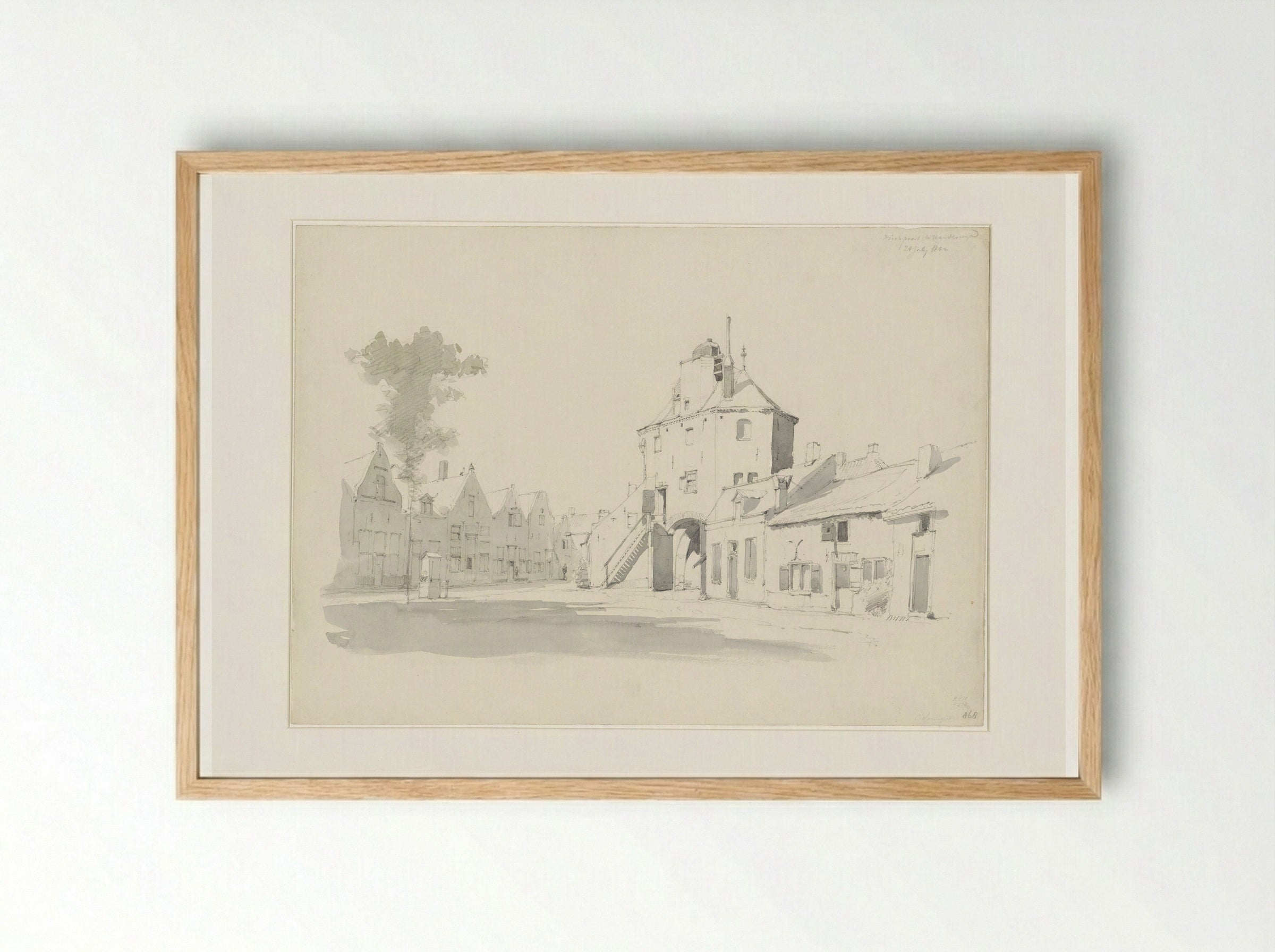 De Vispoort te Harderwijk - Cornelis Springer - Framed Print Wood