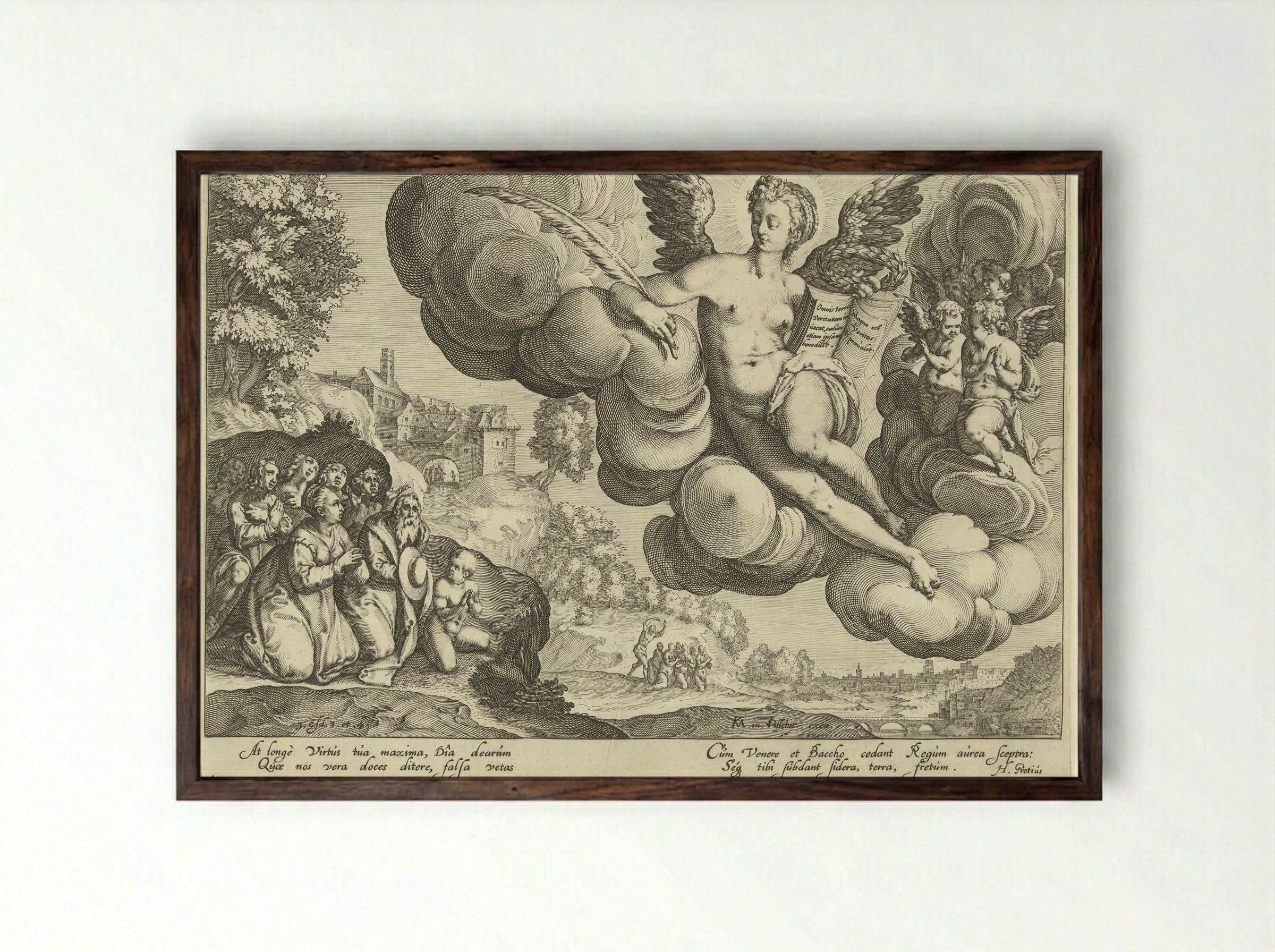 De Waarheid als heerser van de wereld - Zacharias Dolendo - Framed Print Dark Wood