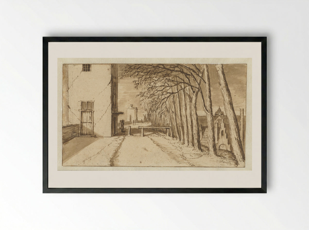 De Wal van Utrecht met de Mariakerk in het verschiet - Abraham Rutgers - Framed Print Black