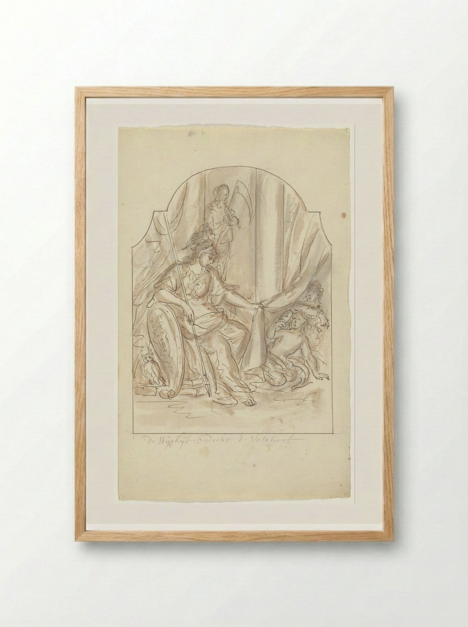 De Wijsheid onthult de Valsheid - Elias van Nijmegen - Framed Print Wood