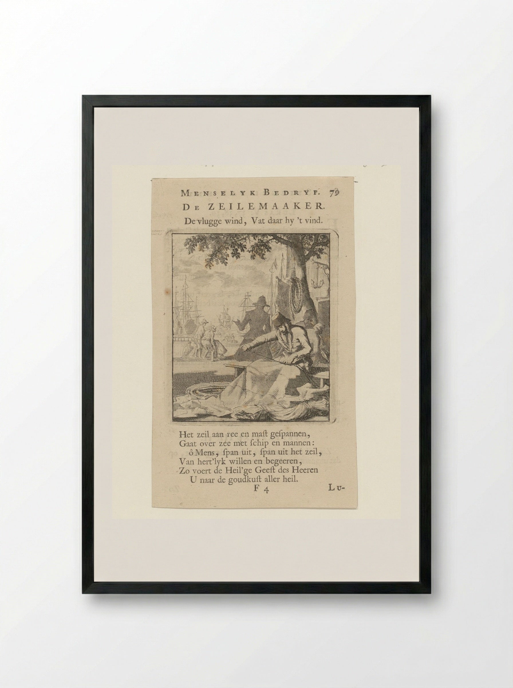 De Zeilemaaker (The Sailmaker) - Cornelis van der Sys - Framed Print Black