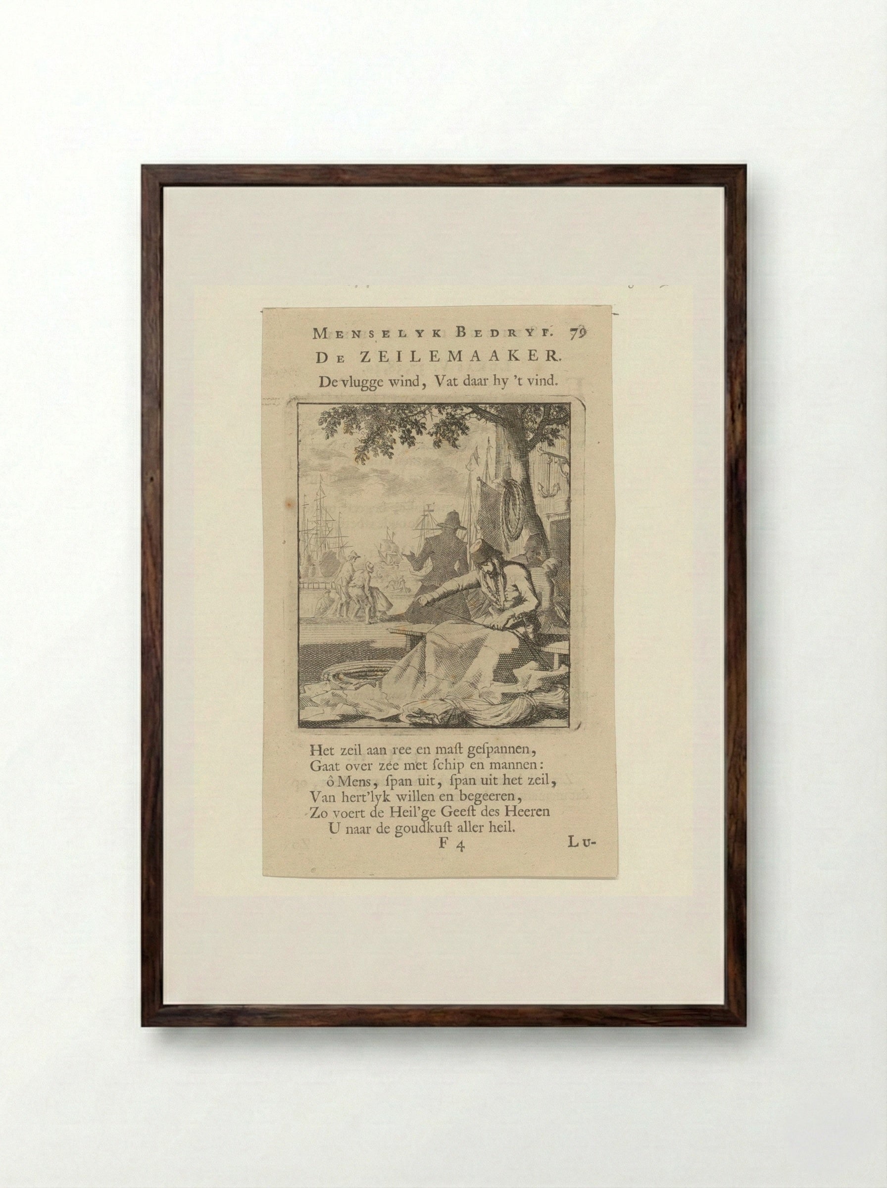 De Zeilemaaker (The Sailmaker) - Cornelis van der Sys - Framed Print Dark Wood