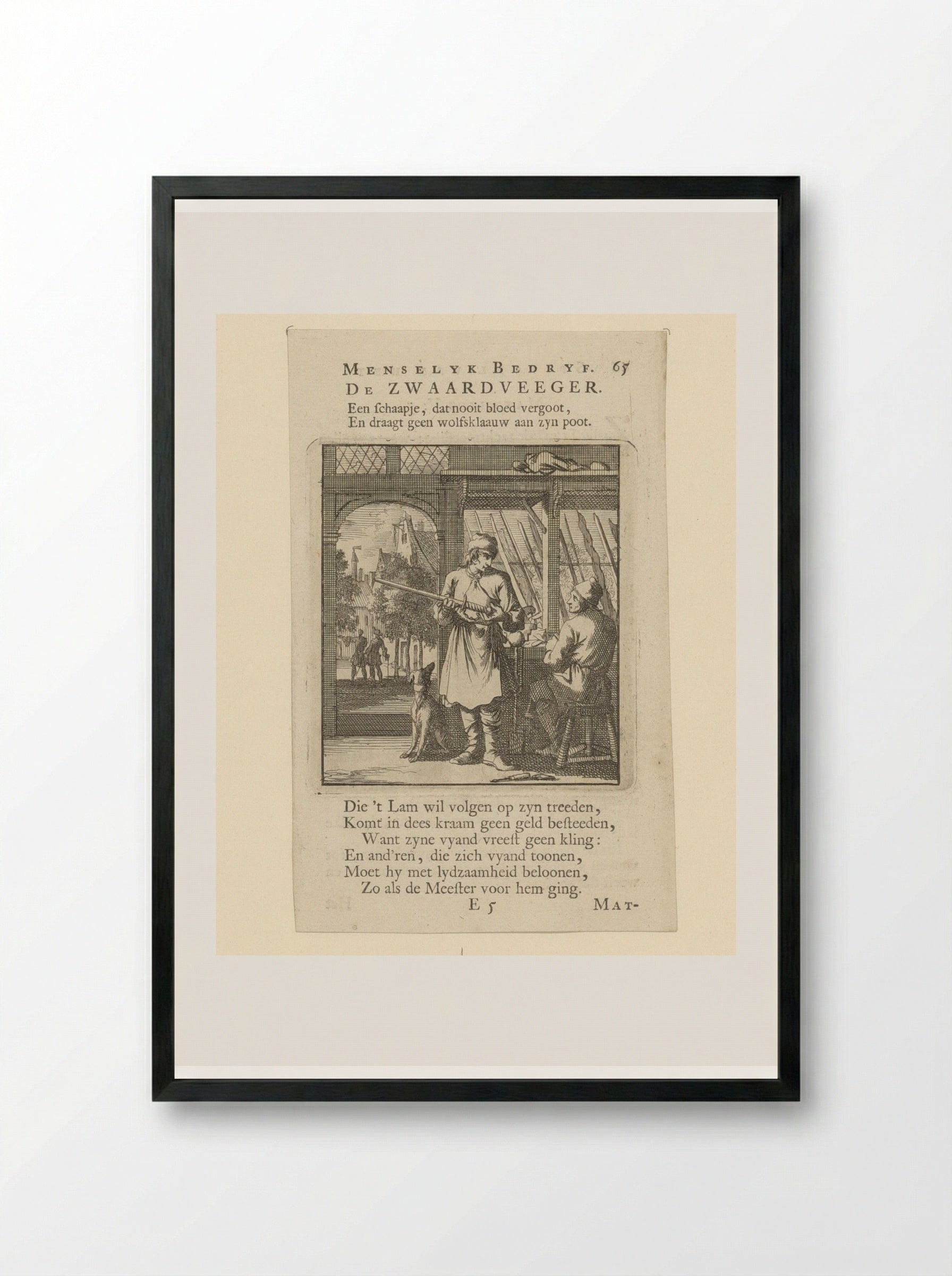 De Zwaardveger - Cornelis van der Sys - Framed Print Black