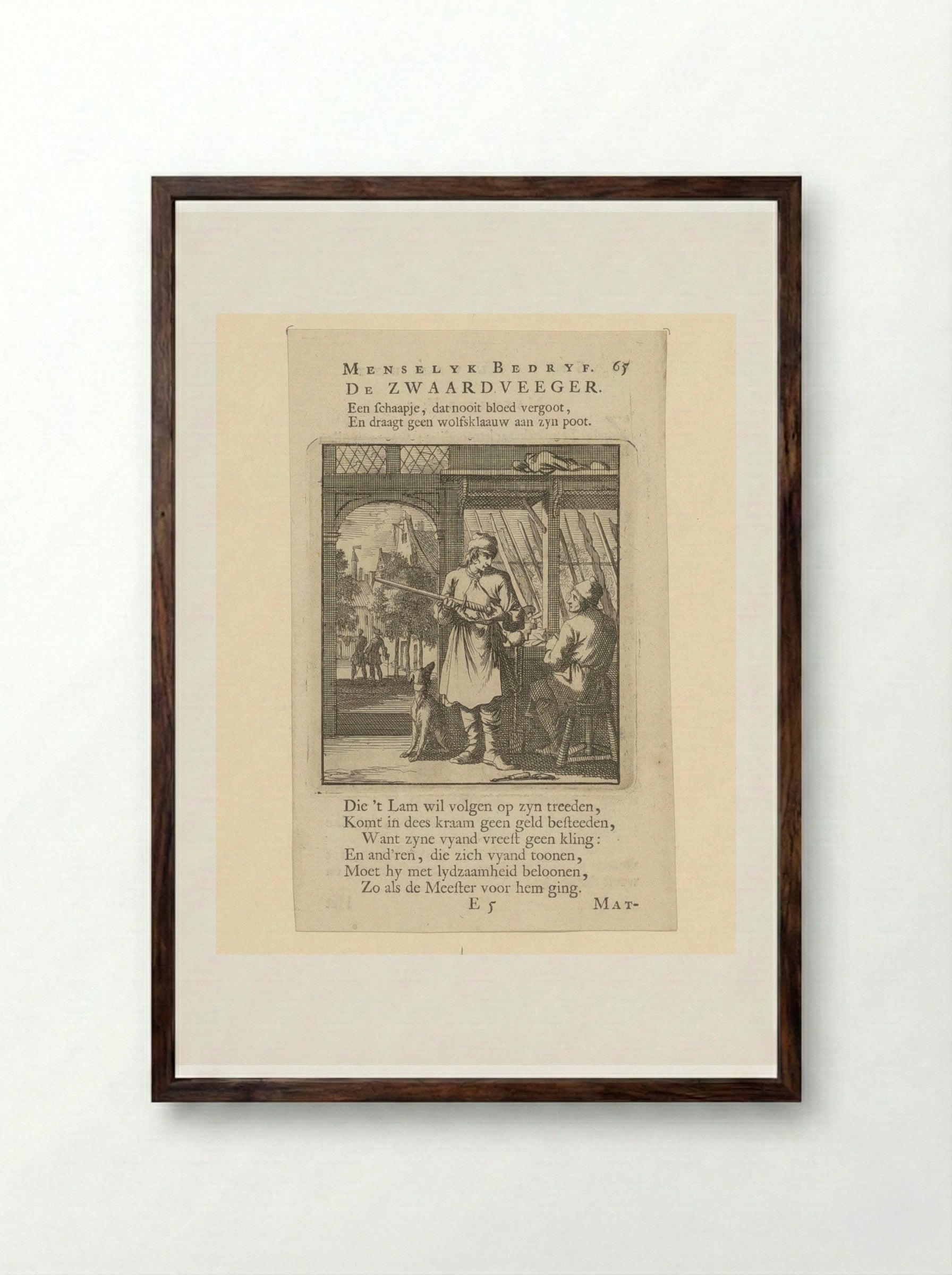 De Zwaardveger - Cornelis van der Sys - Framed Print Dark Wood
