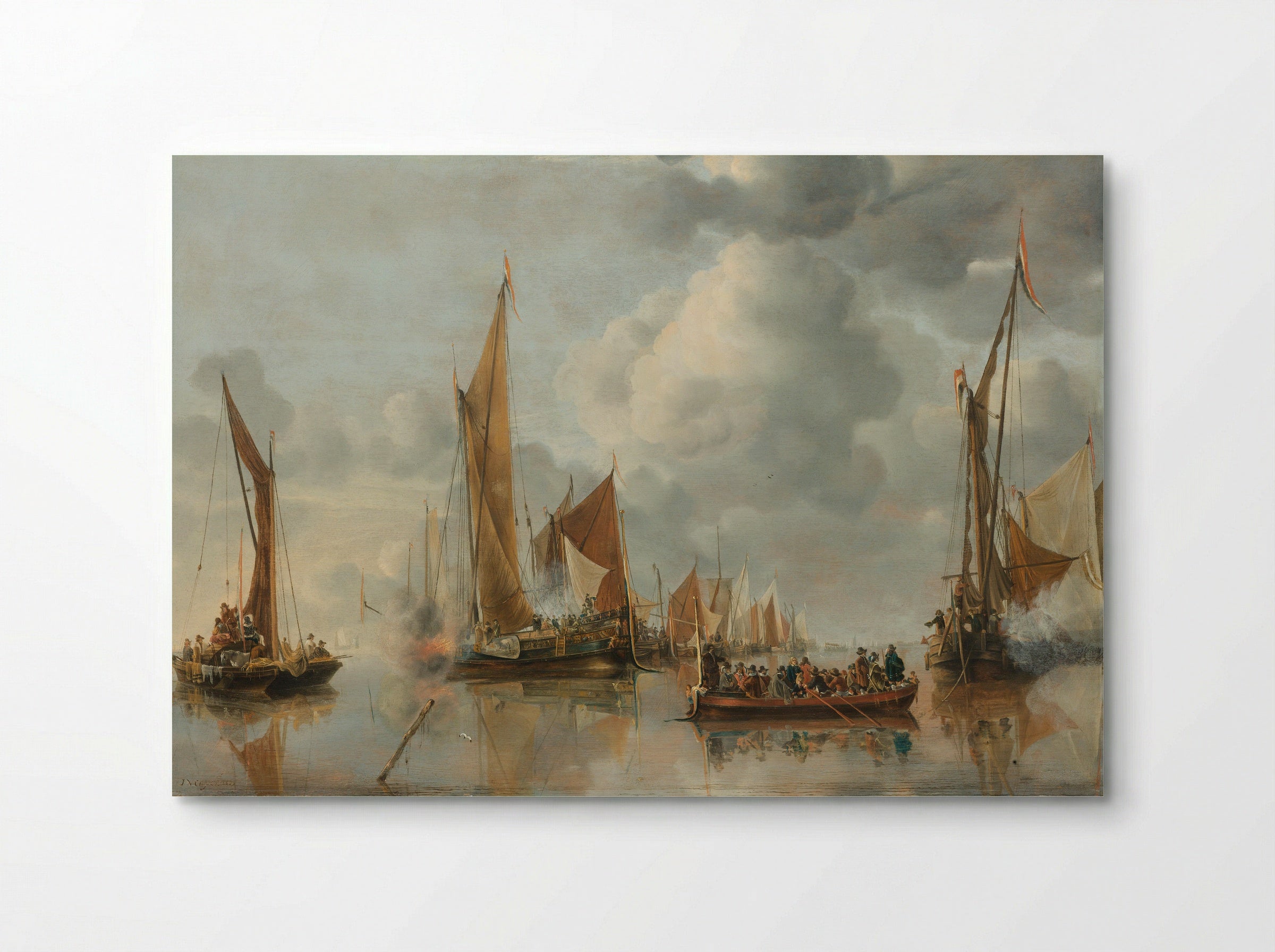 De begroeting van de regeringssloep door de binnenvloot - Jan van de Cappelle - Poster